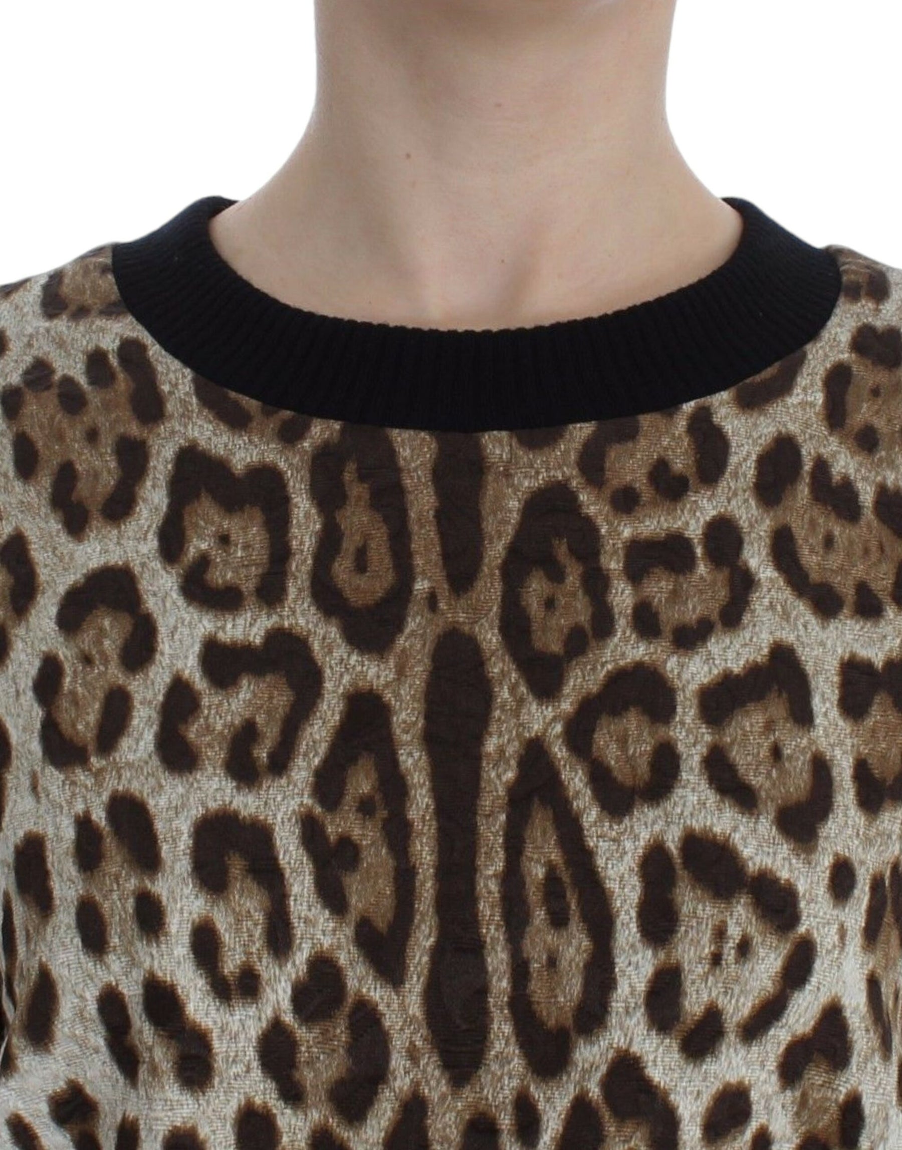 Dolce & Gabbana Leopard Print Crewneck Short Sweater | Regal Royce