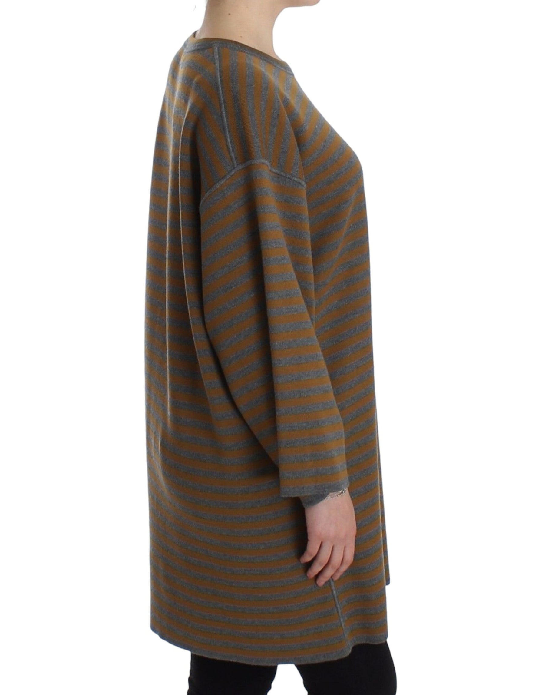 Dolce & Gabbana Oversized Gray Yellow Striped Sweater Top | Regal Royce