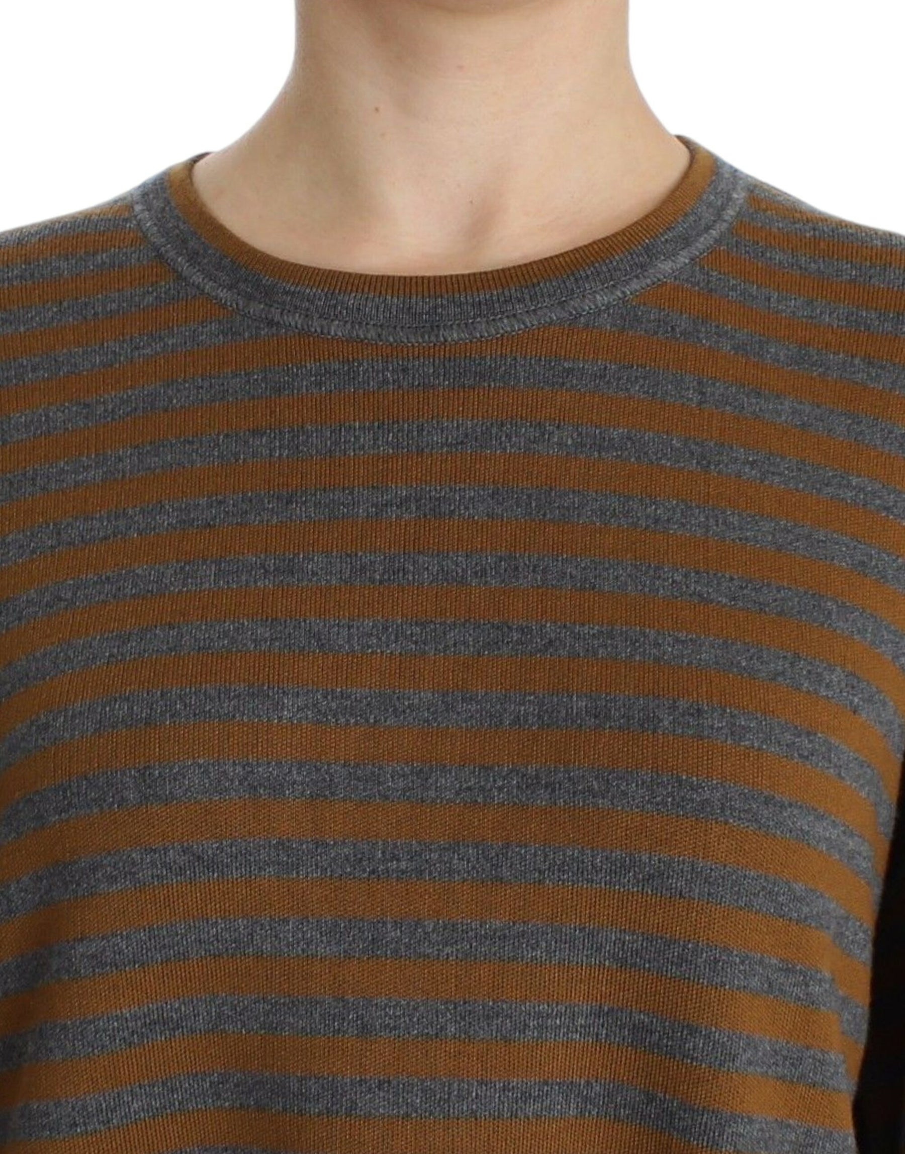 Dolce & Gabbana Oversized Gray Yellow Striped Sweater Top | Regal Royce