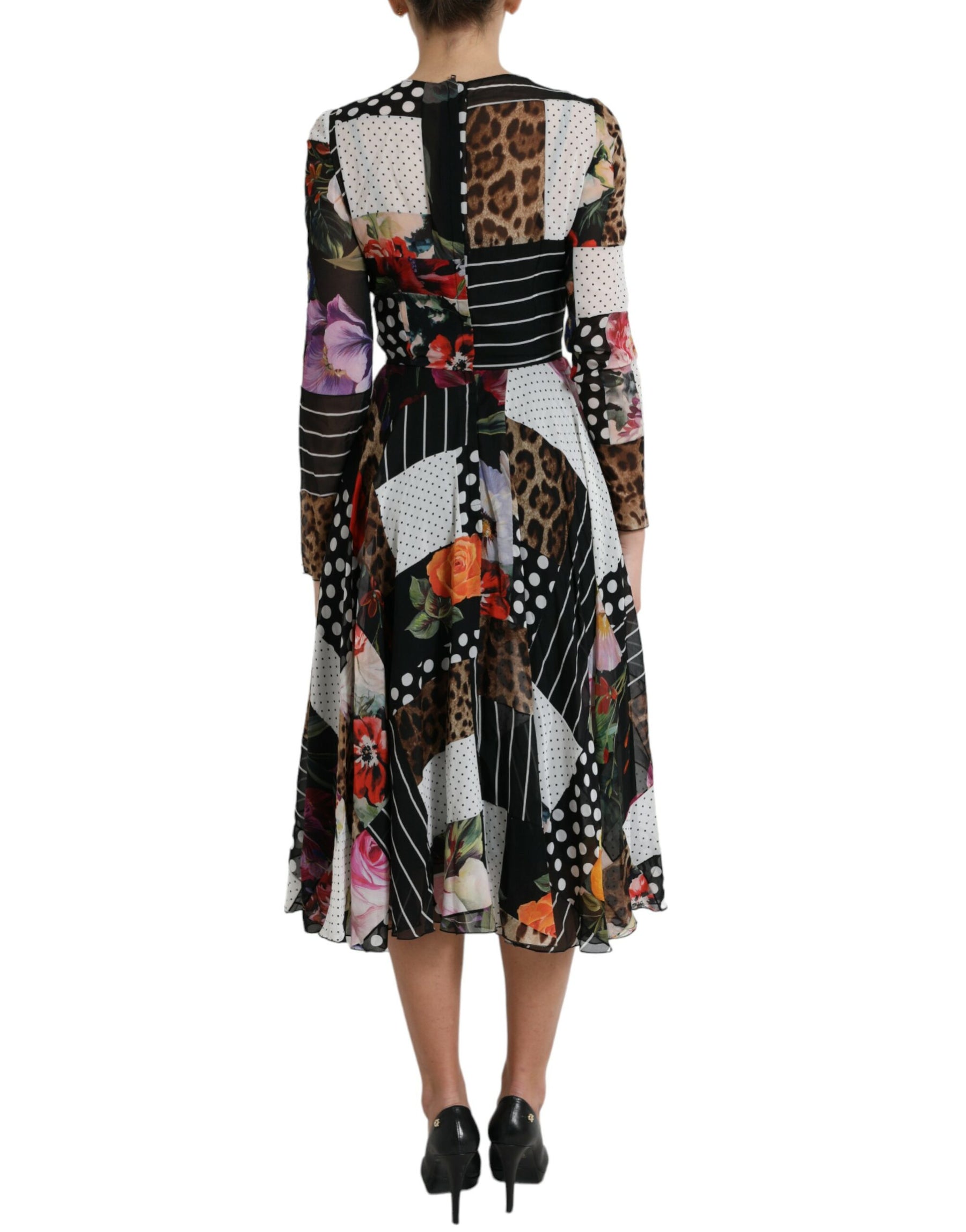 Dolce & Gabbana Multicolor Patchwork Floral Leopard Dress | Regal Royce
