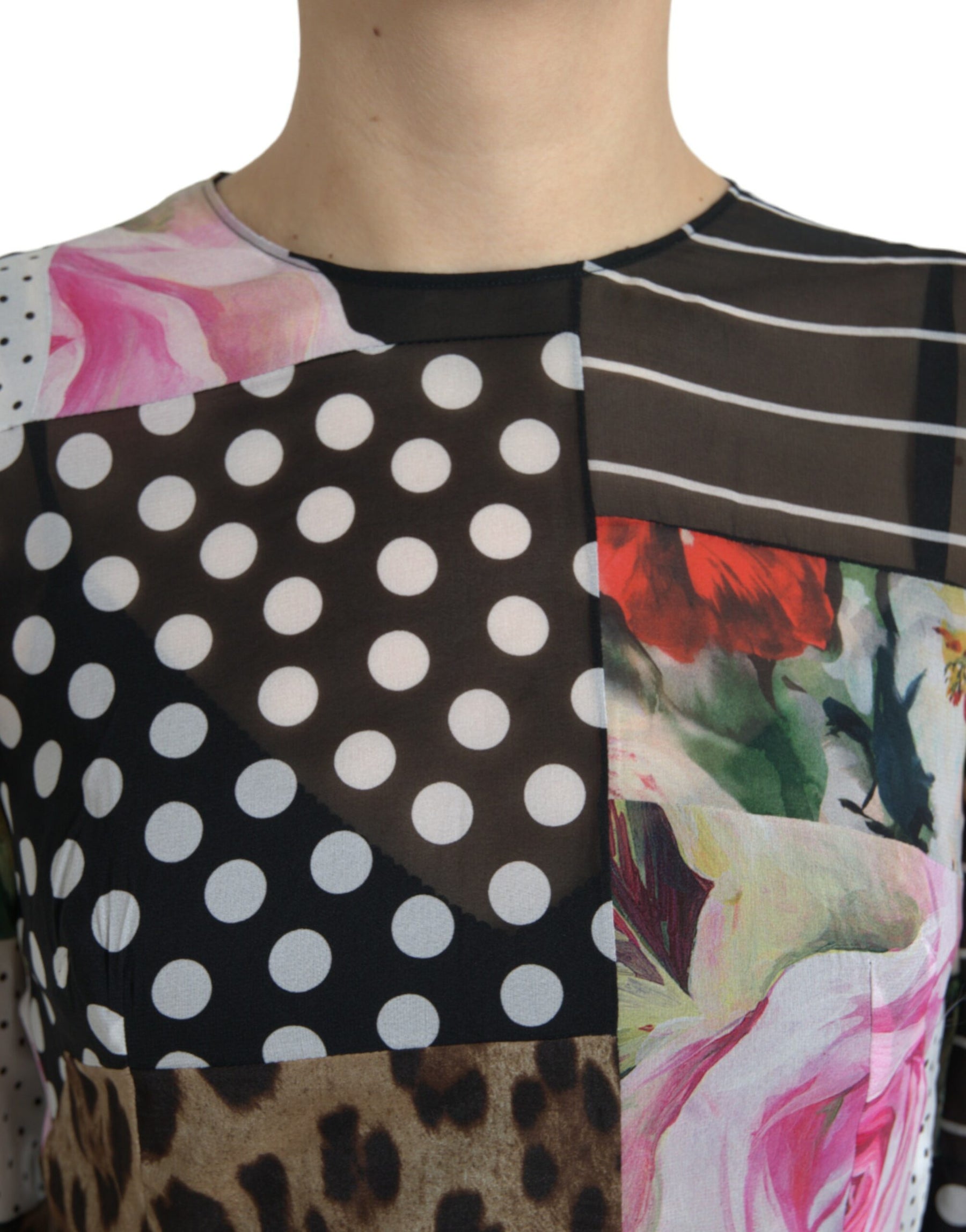 Dolce & Gabbana Multicolor Patchwork Floral Leopard Dress | Regal Royce