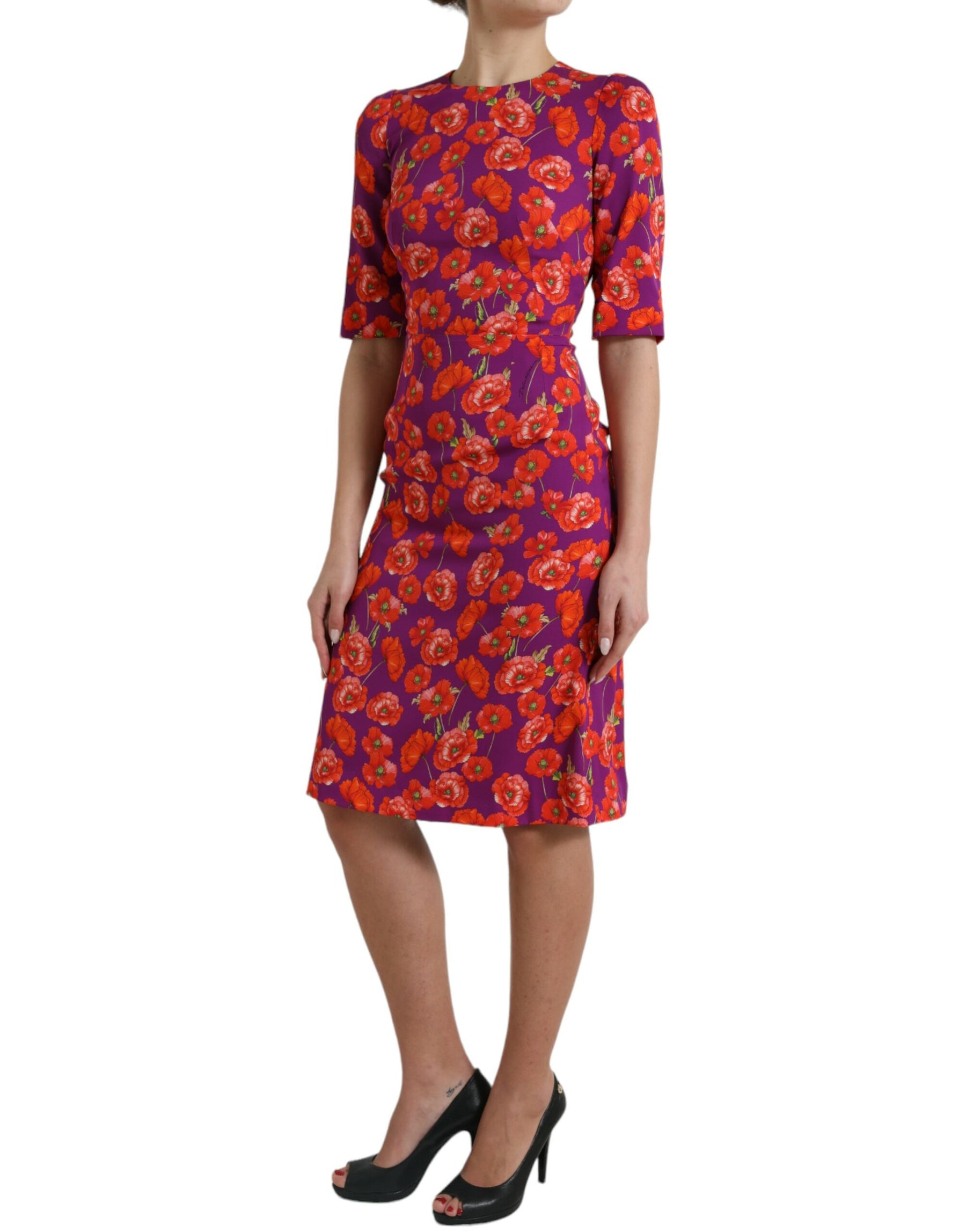 Dolce & Gabbana Multicolor Floral Poppy Print Sheath Dress | Regal Royce