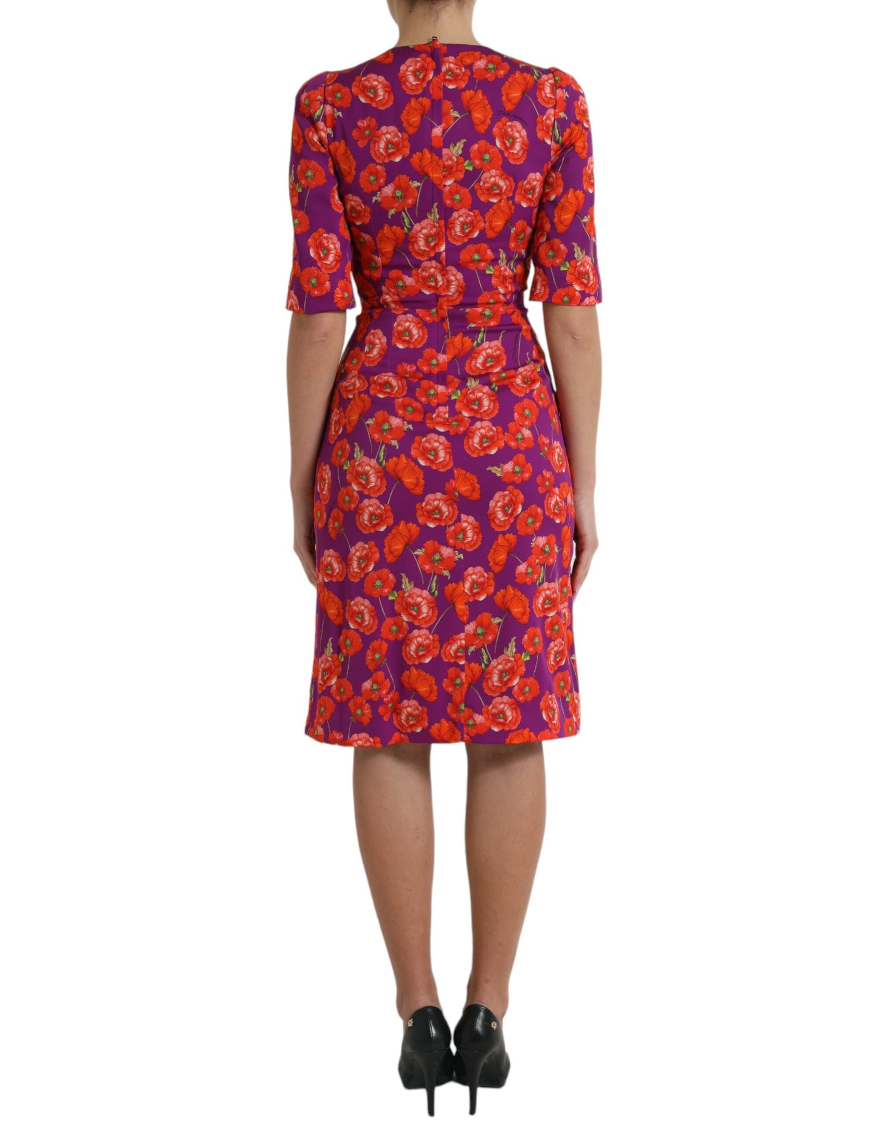 Dolce & Gabbana Multicolor Floral Poppy Print Sheath Dress | Regal Royce