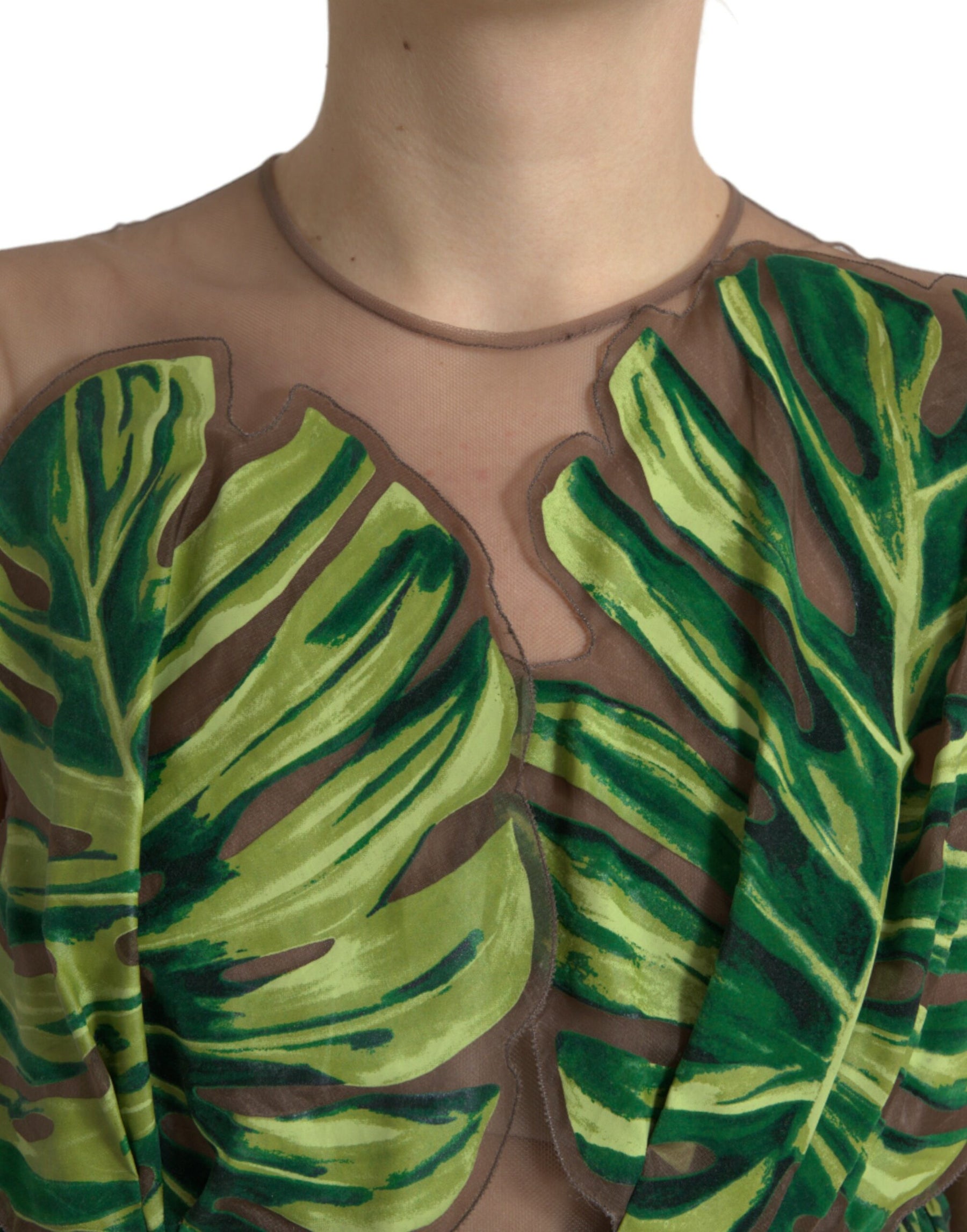 Dolce & Gabbana Green Banana Leaf Sleeveless Long Maxi Dress | Regal Royce