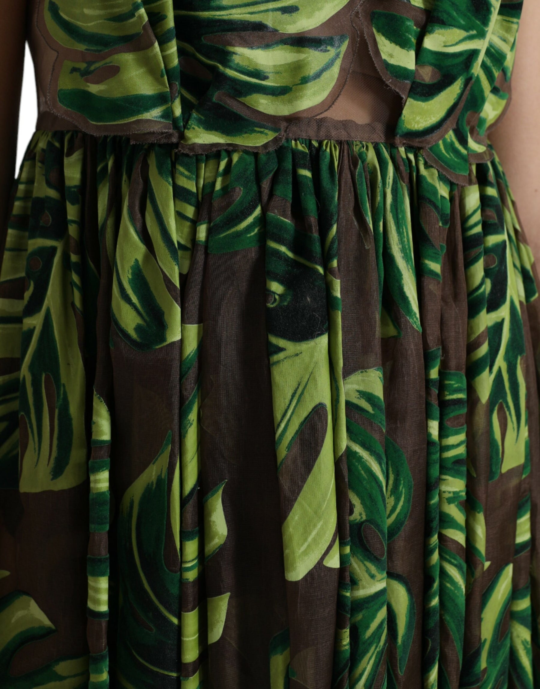 Dolce & Gabbana Green Banana Leaf Sleeveless Long Maxi Dress | Regal Royce