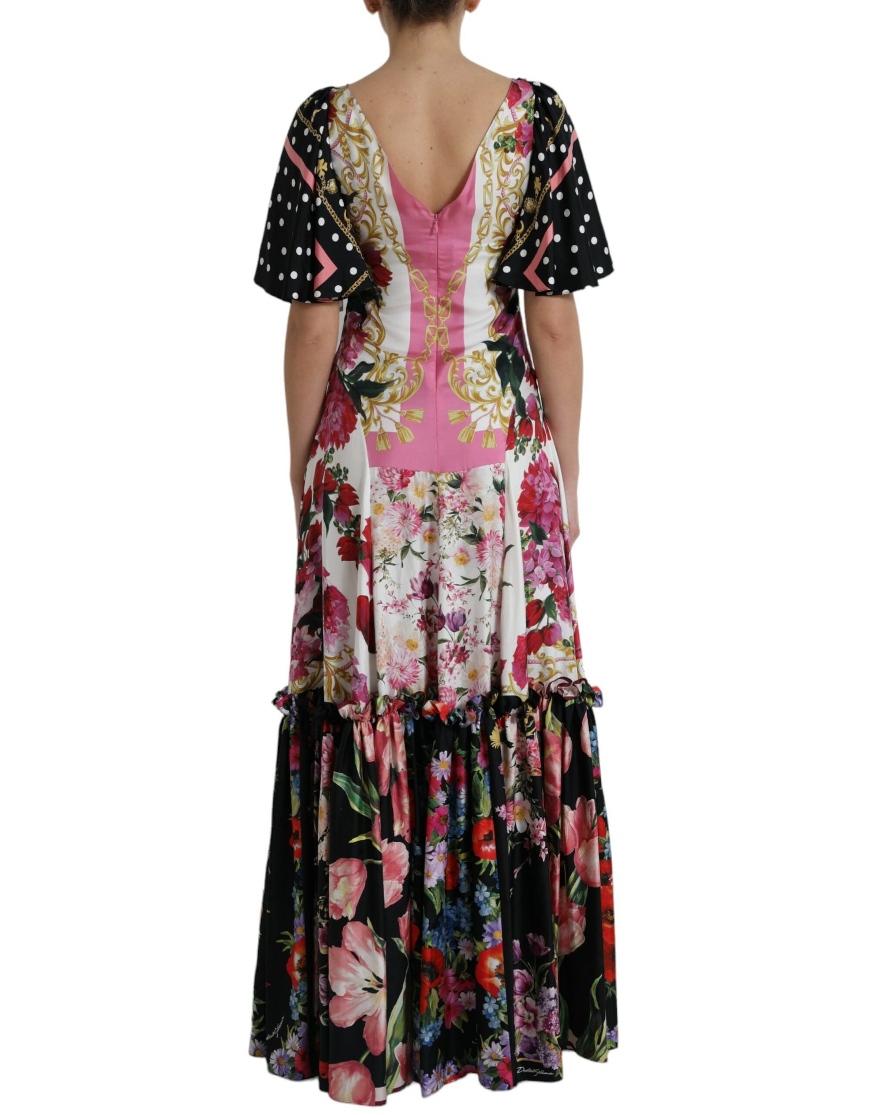 Dolce & Gabbana Multicolor Floral Print Silk Twill Gown Dress | Regal Royce