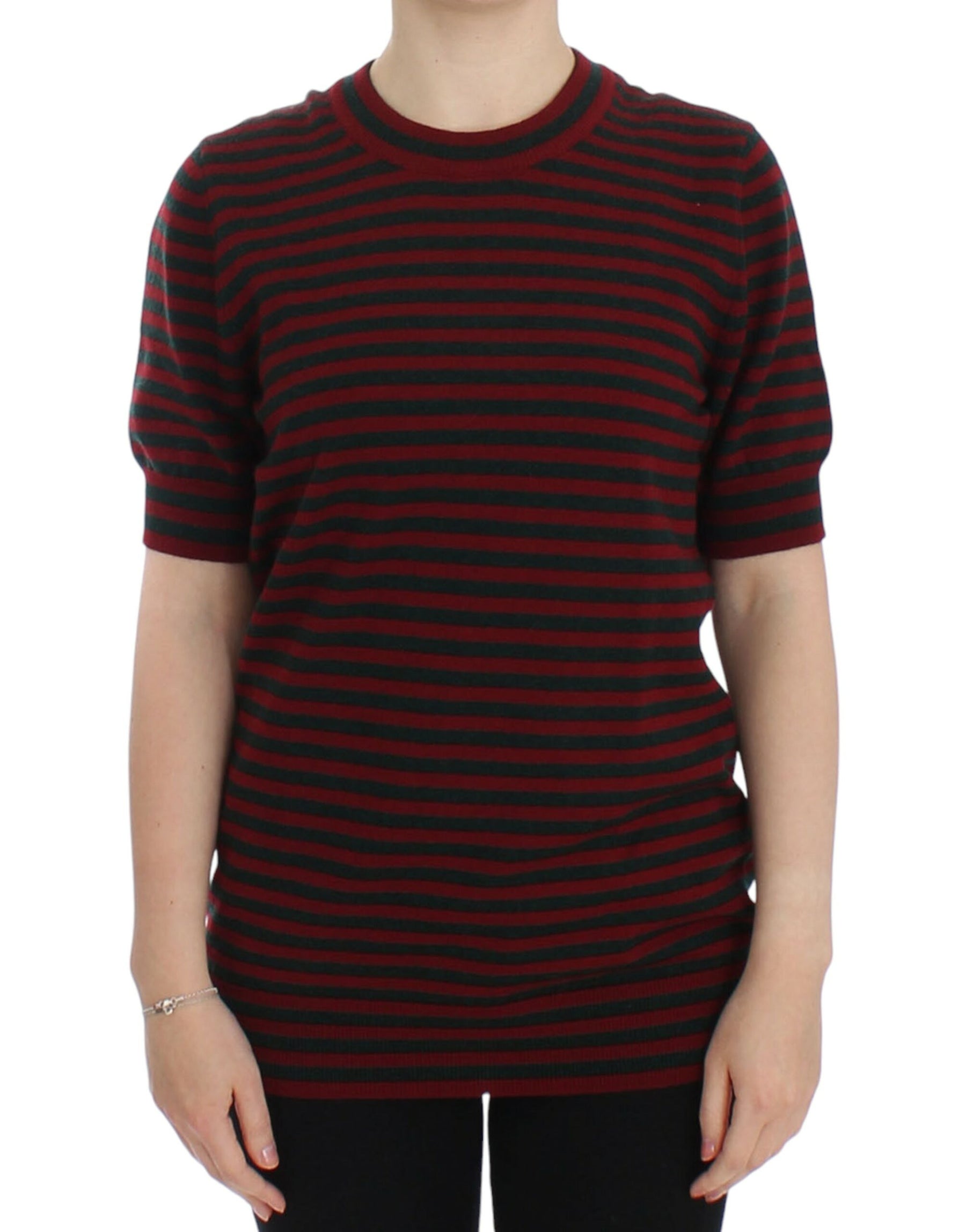 Dolce & Gabbana Red Gray Cashmere Short Sleeve Sweater | Regal Royce