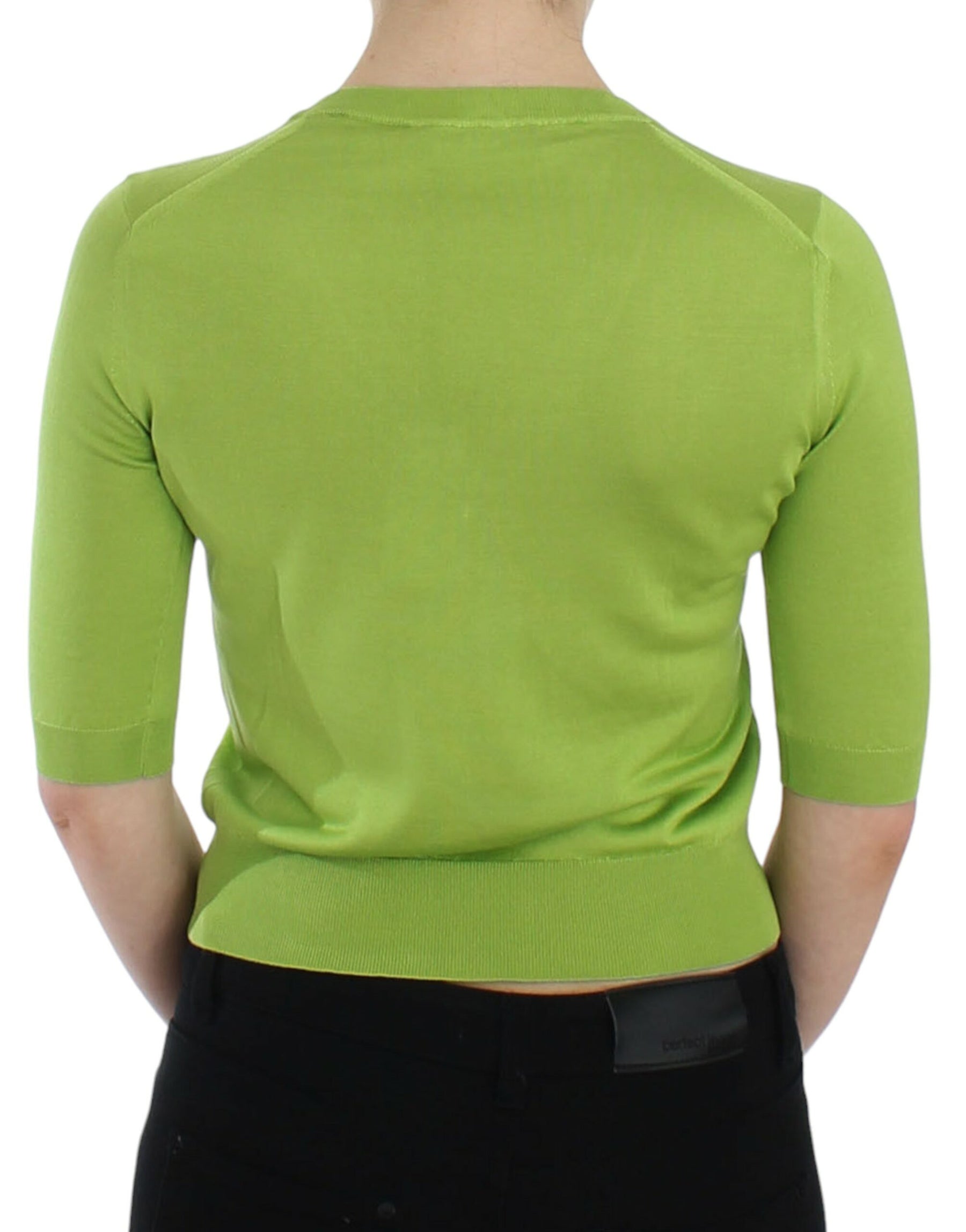Dolce & Gabbana Green Wool V-neck Pullover Sweater Top | Regal Royce
