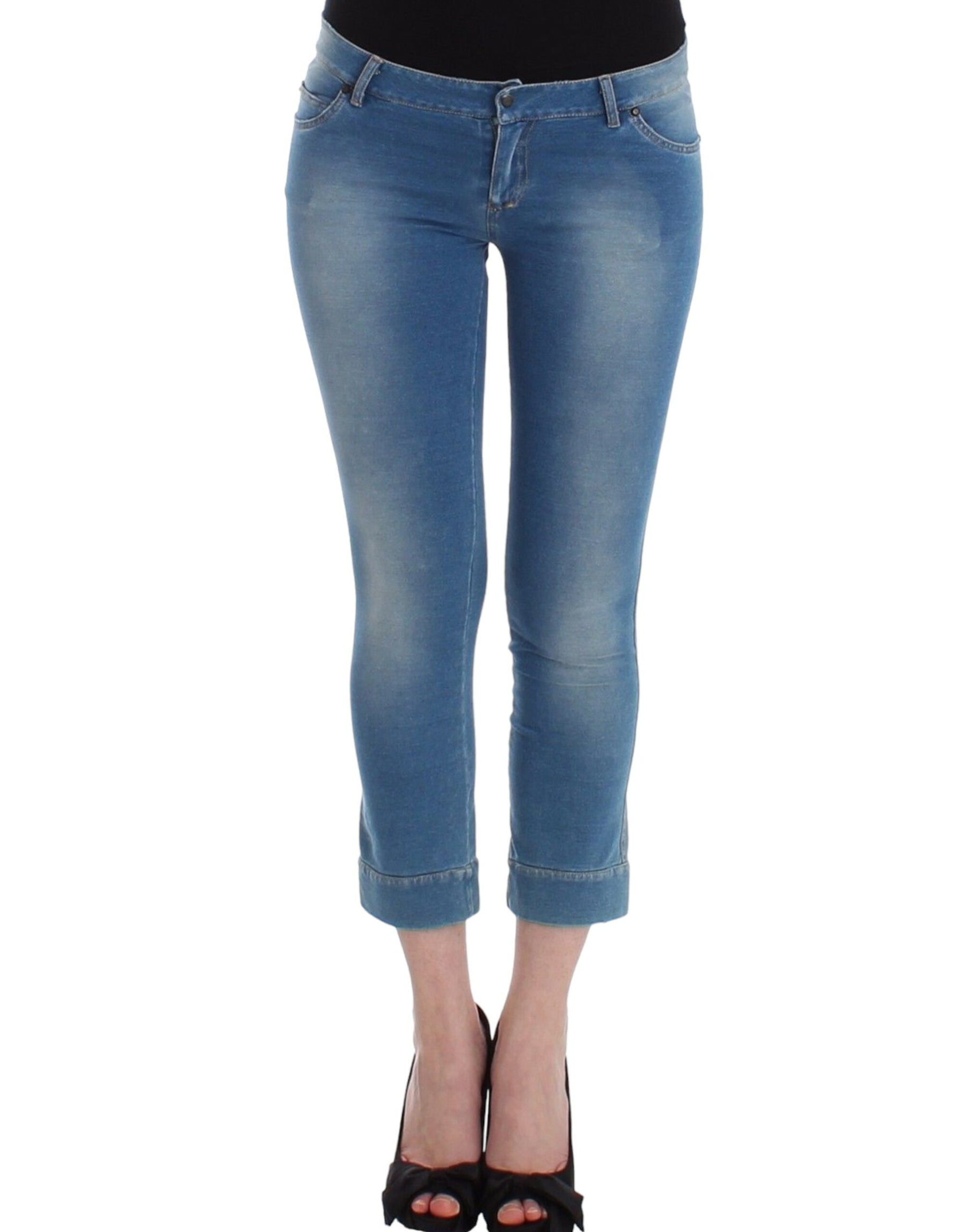 Ermanno Scervino Beachwear Blue Jeans Capri Pants Cropped | Regal Royce