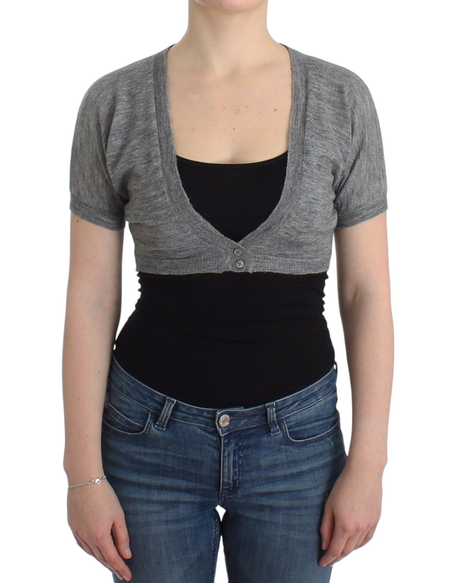 Ermanno Scervino Lingerie Knit Gray Bolero Sweater Cardigan | Regal Royce