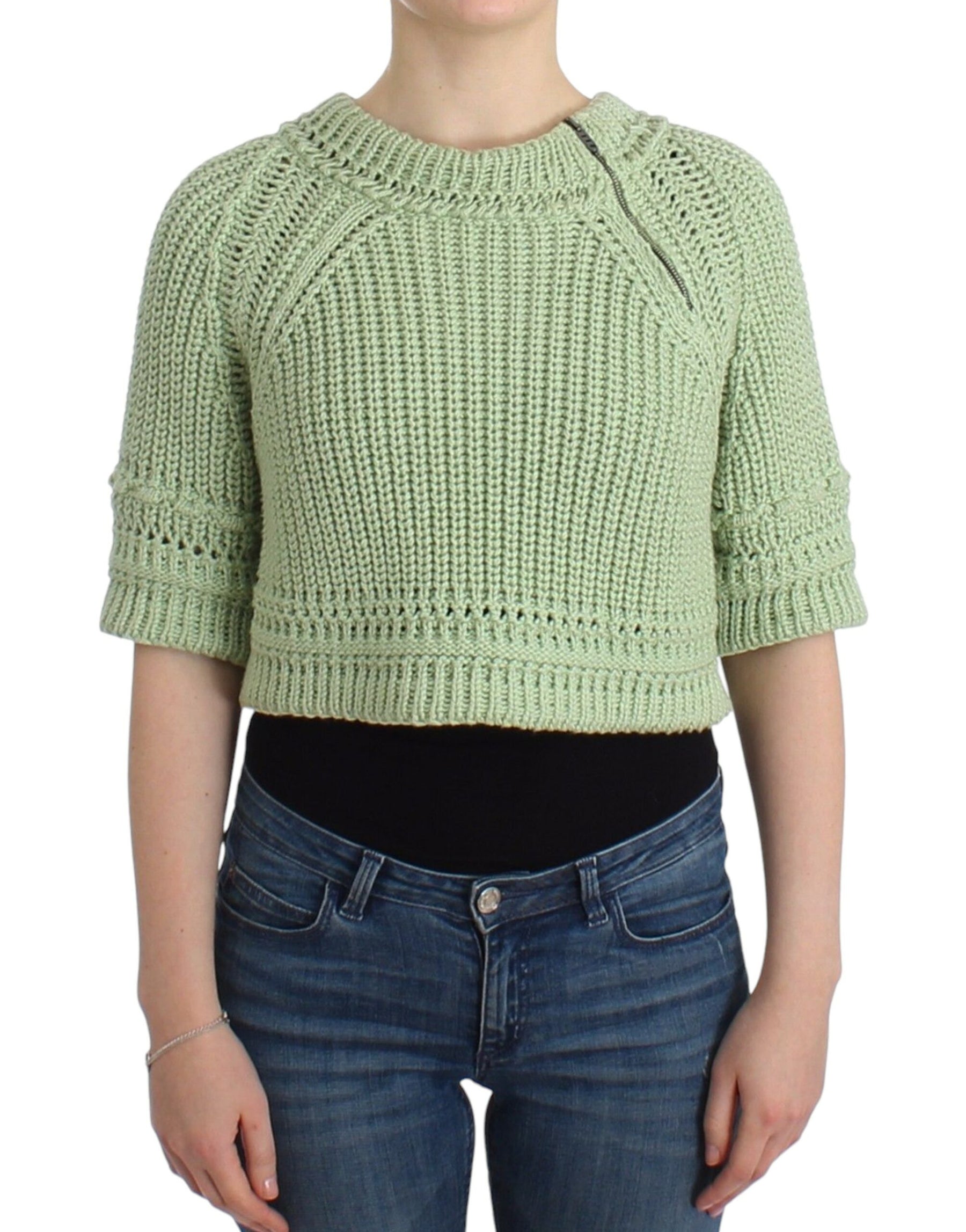 Ermanno Scervino Green Cropped Knit Sweater Knitted Jumper | Regal Royce