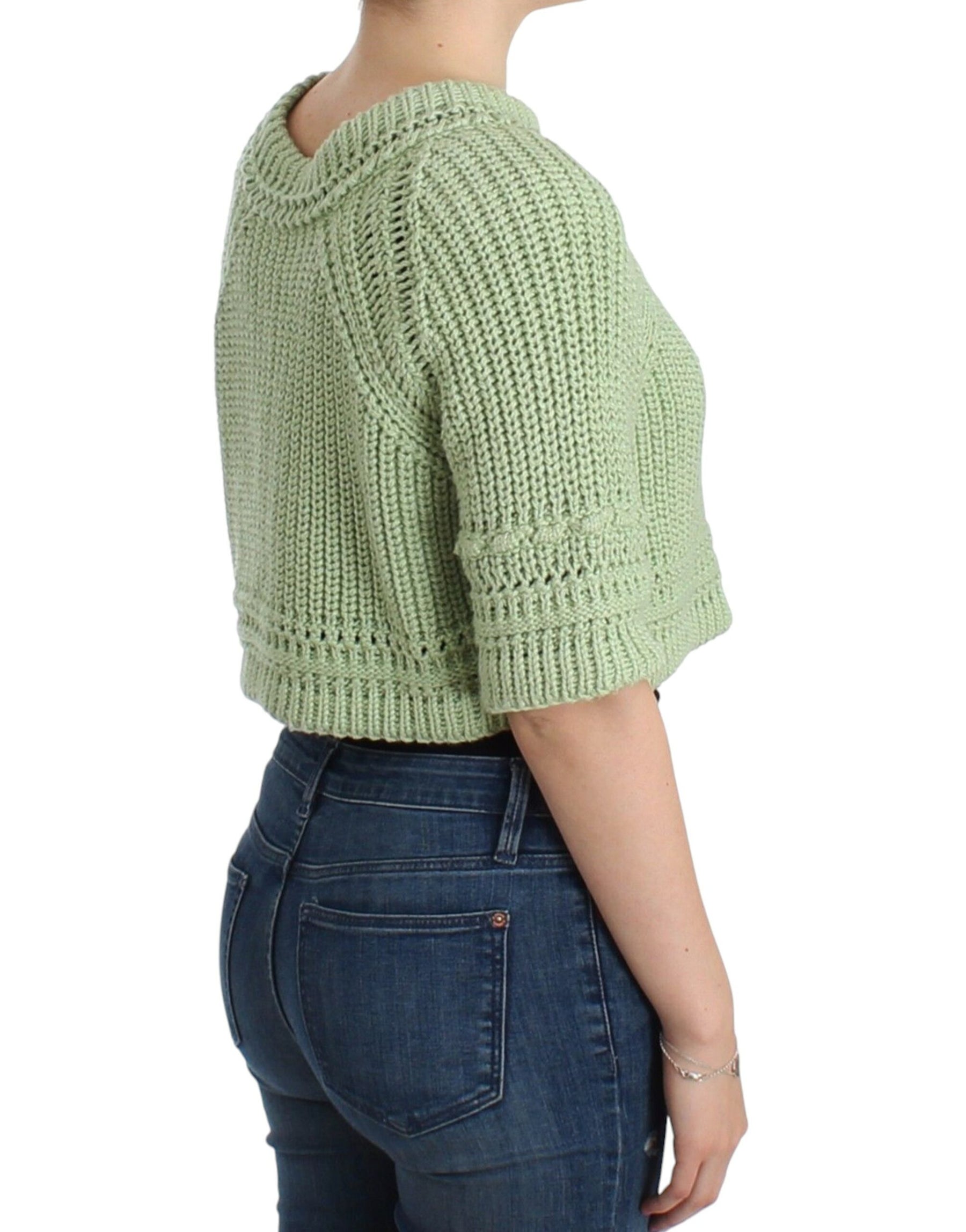 Ermanno Scervino Green Cropped Knit Sweater Knitted Jumper | Regal Royce
