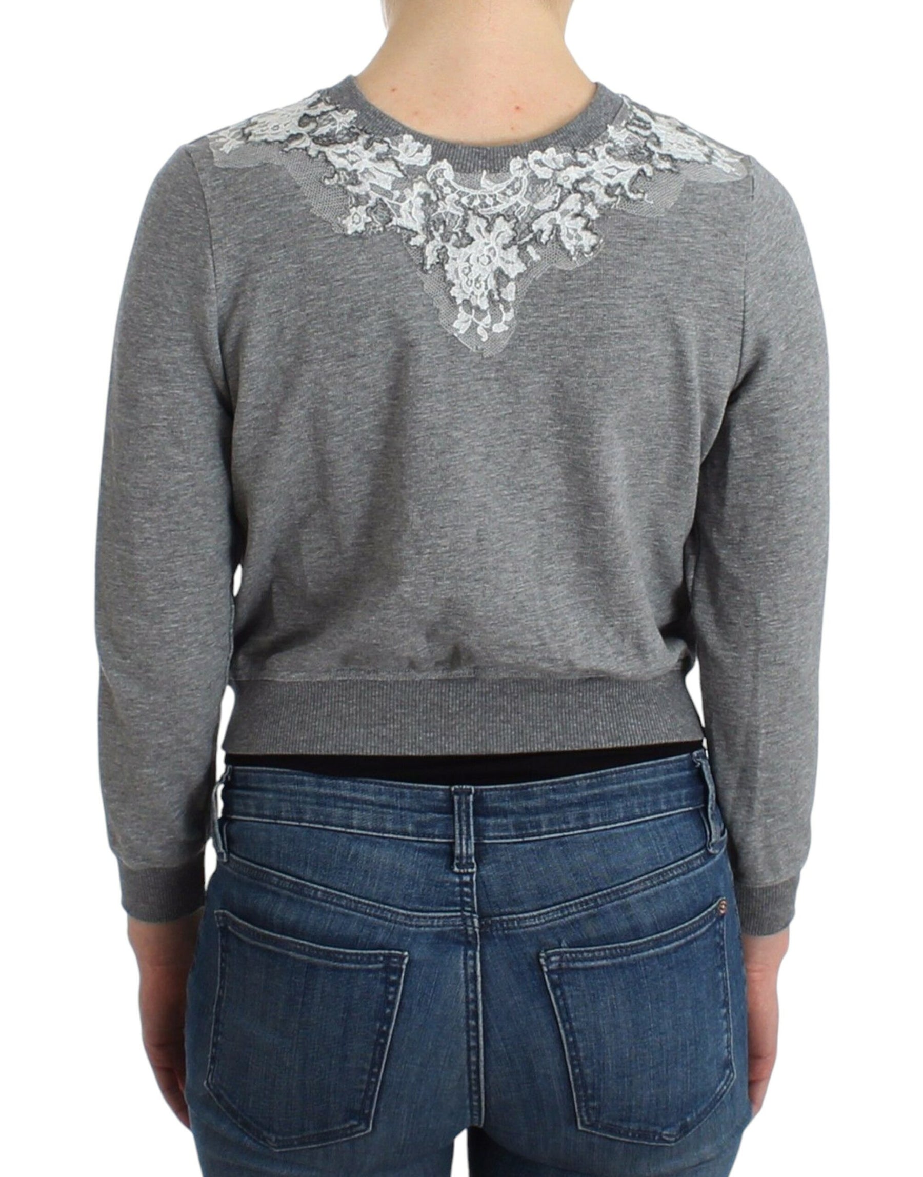 Ermanno Scervino Lingerie Gray Lace Sweater Cardigan Top | Regal Royce