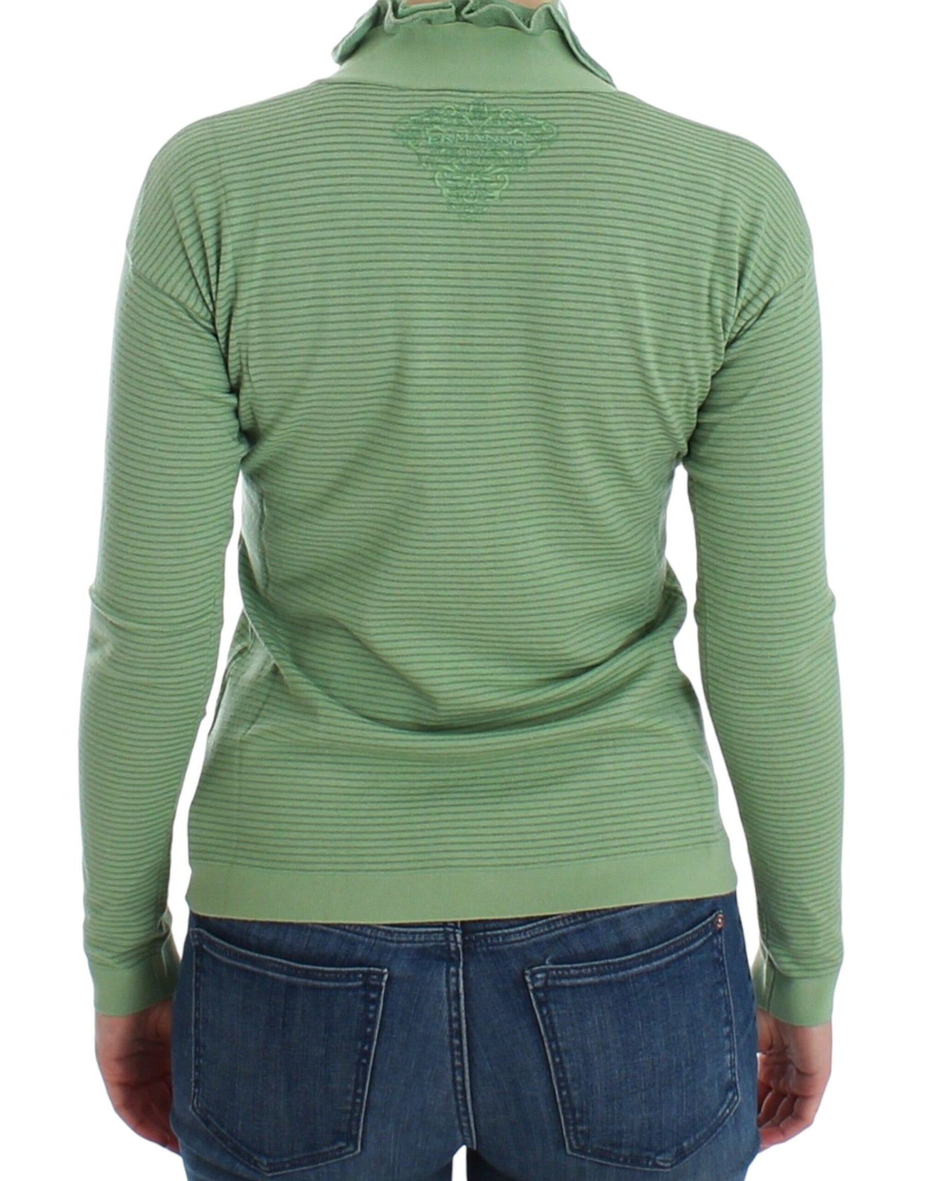 Ermanno Scervino Green Wool Blend Striped Long Sleeve Sweater | Regal Royce