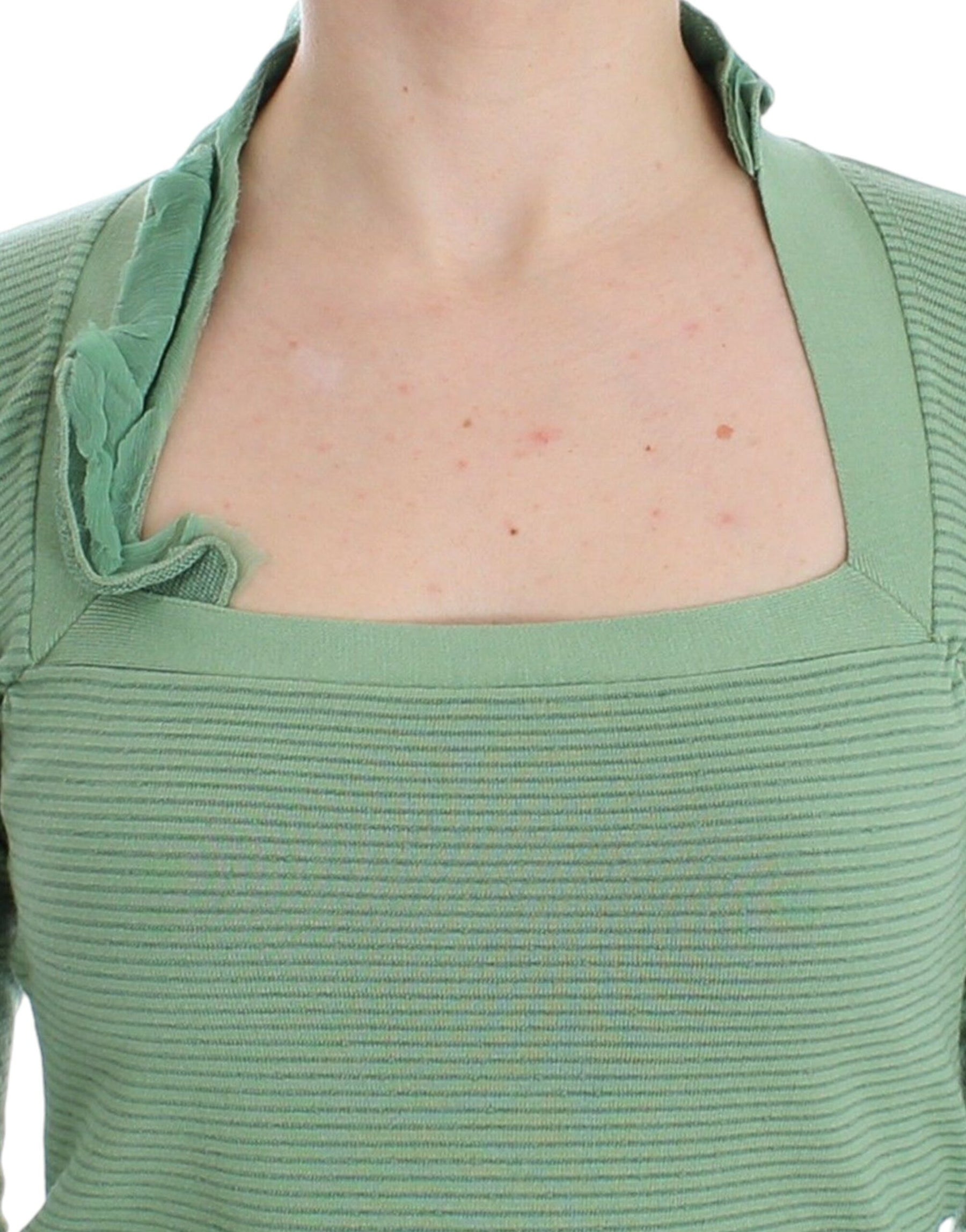 Ermanno Scervino Green Wool Blend Striped Long Sleeve Sweater | Regal Royce