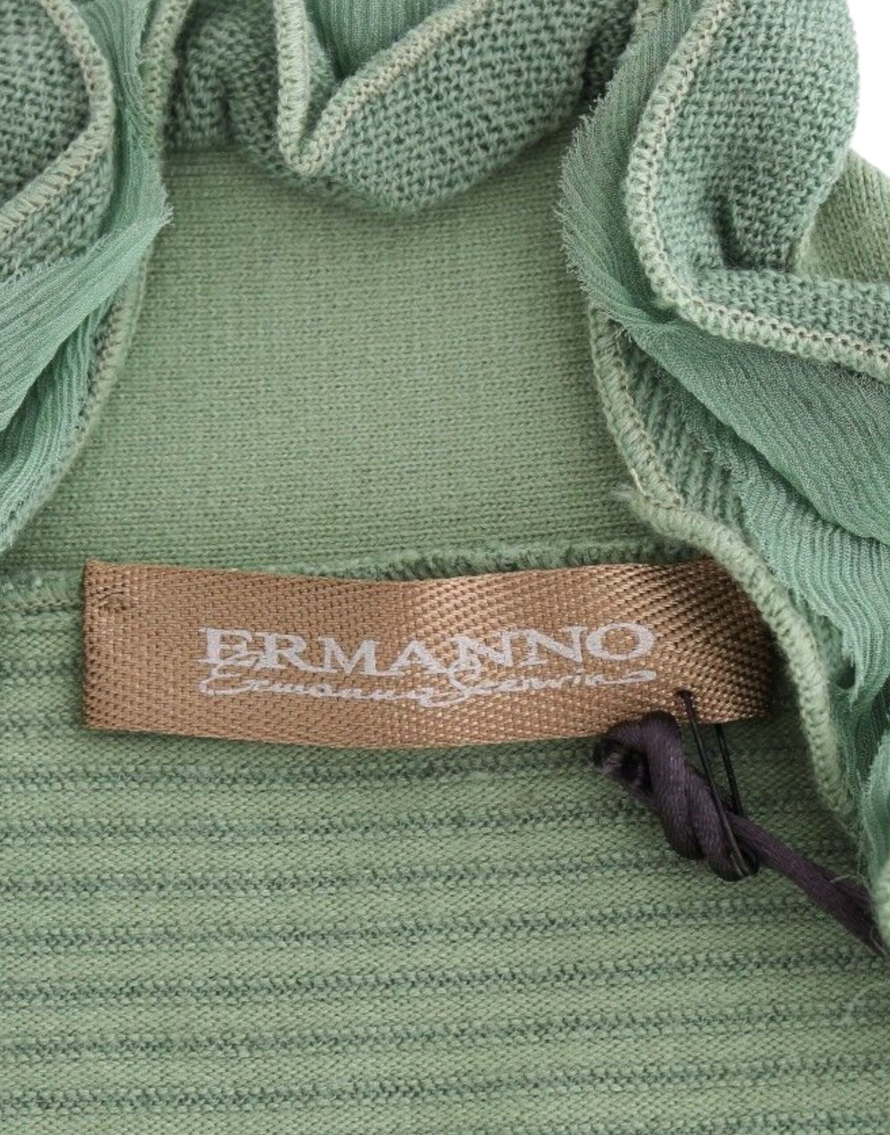 Ermanno Scervino Green Wool Blend Striped Long Sleeve Sweater | Regal Royce