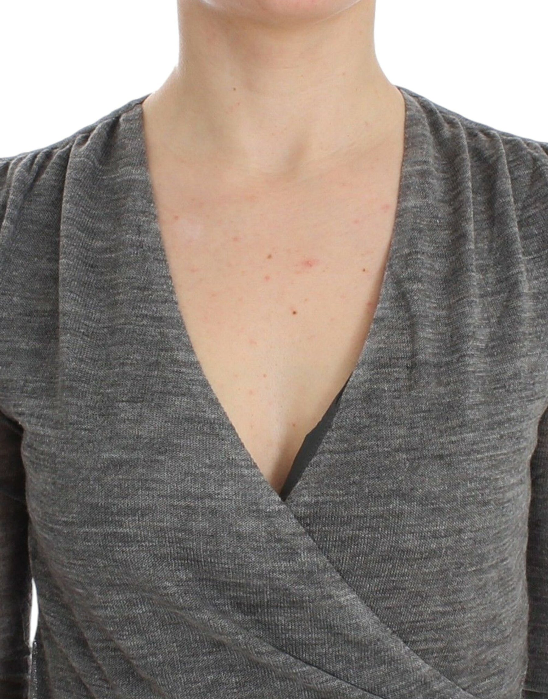 Ermanno Scervino Gray Wool Blend Stretch Long Sleeve Sweater | Regal Royce