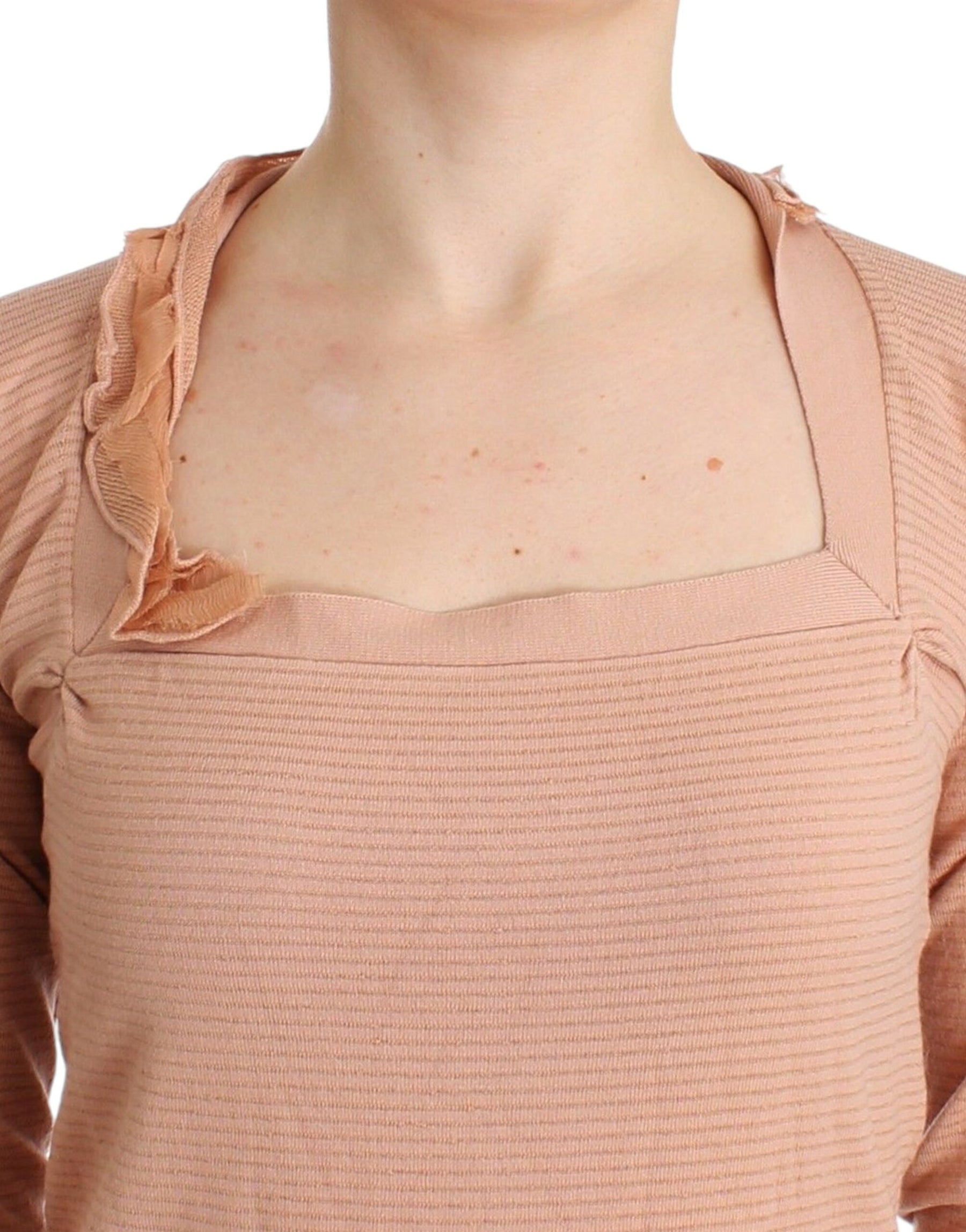 Ermanno Scervino Orange Wool Blend Striped Long Sleeve Top | Regal Royce