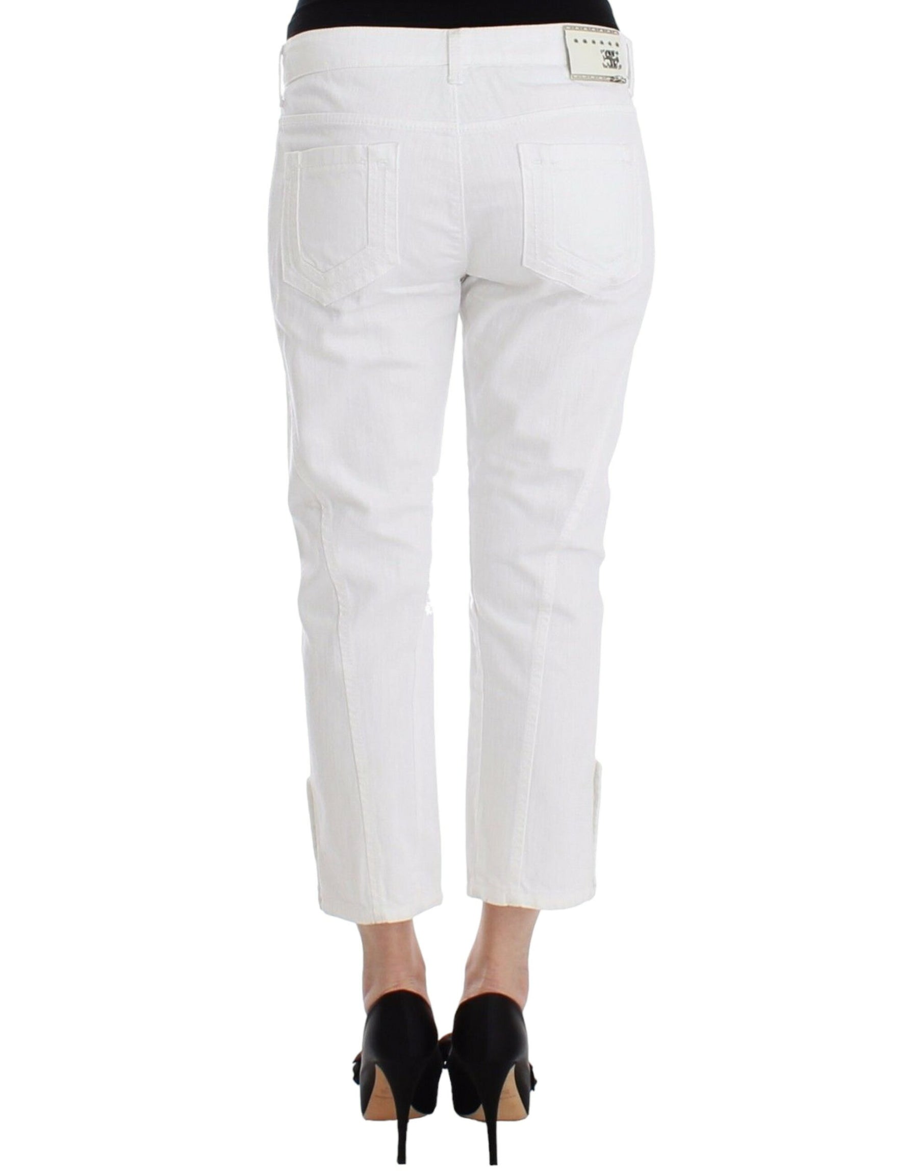 Ermanno Scervino White Cropped Jeans Denim Pants Branded Capri | Regal Royce