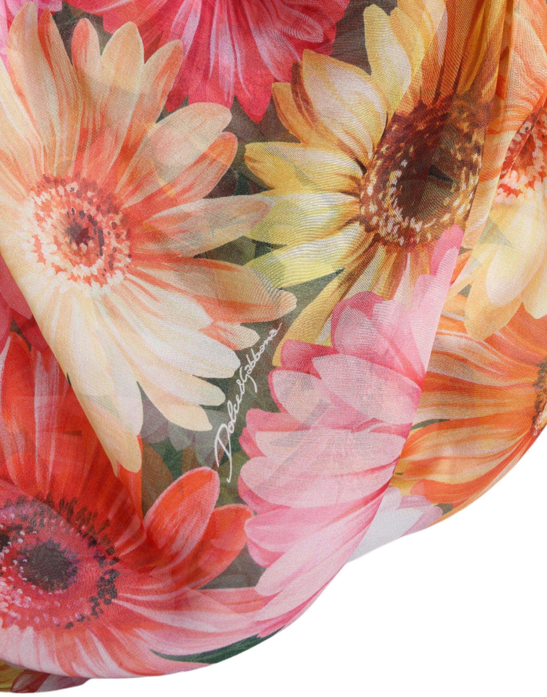 Dolce & Gabbana Multicolor Sunflower Print Silk Midi Dress | Regal Royce