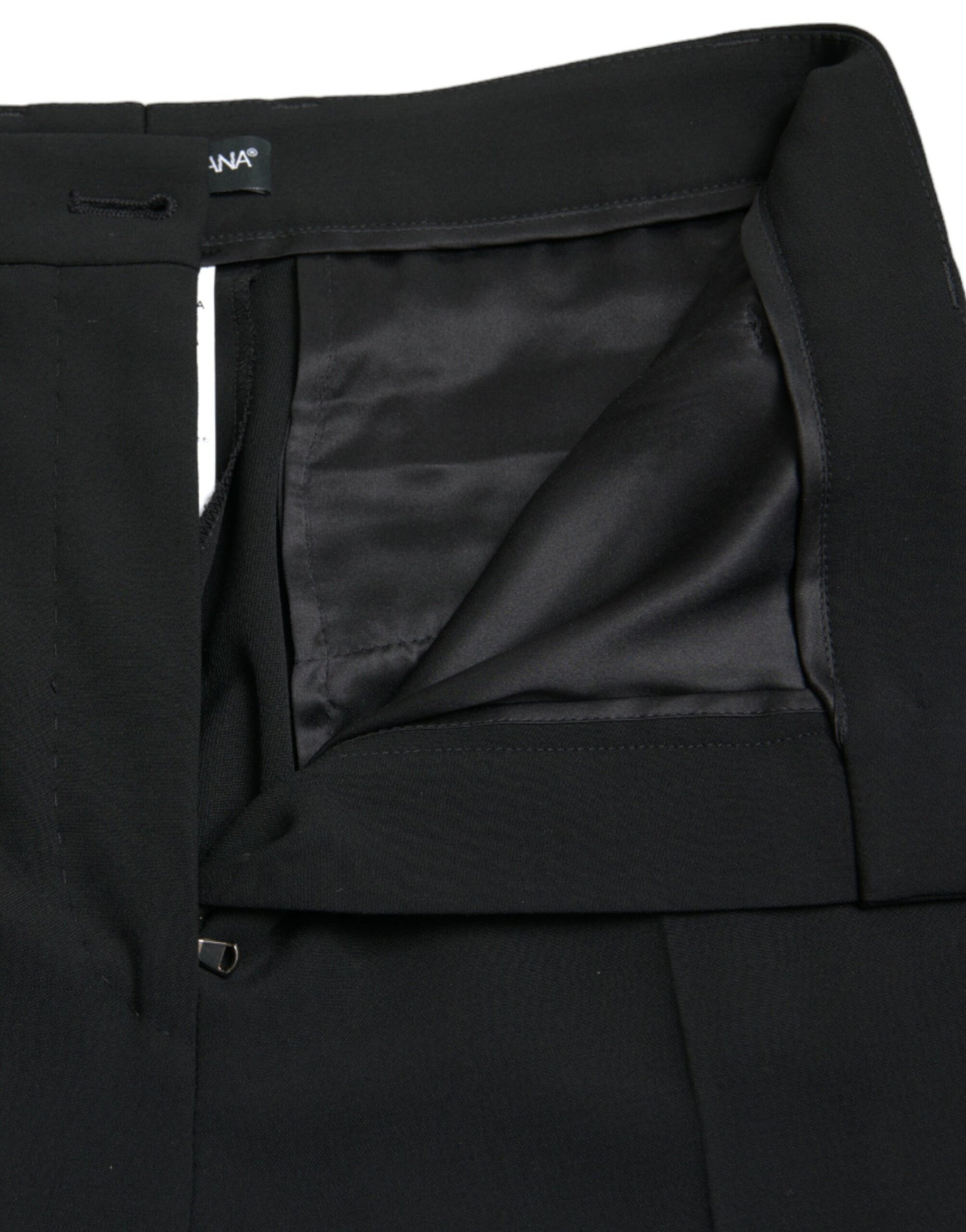 Dolce & Gabbana Black Wool High Waist Tapered Pants | Regal Royce
