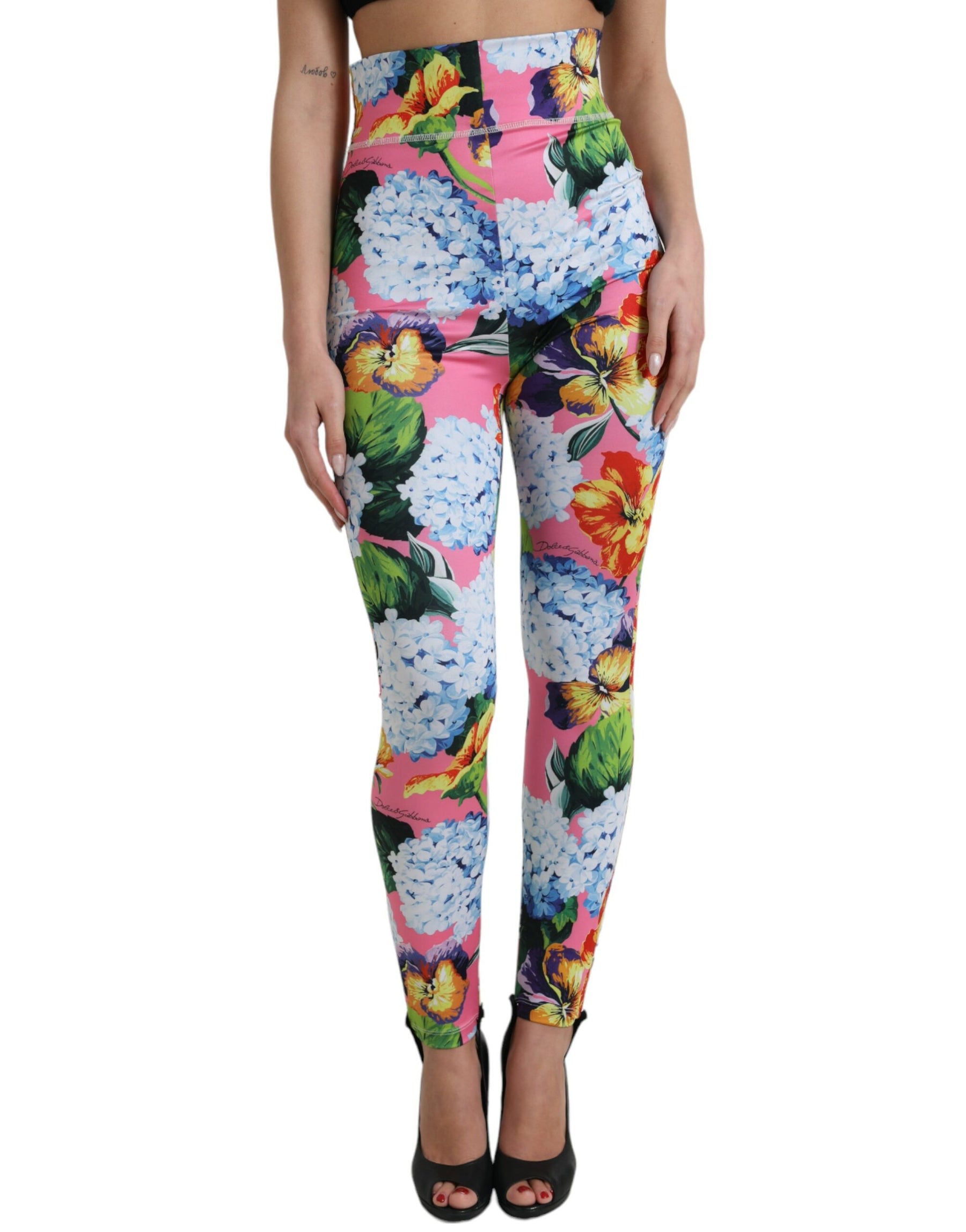Dolce & Gabbana Multicolor Floral High Waist Leggings Pants | Regal Royce