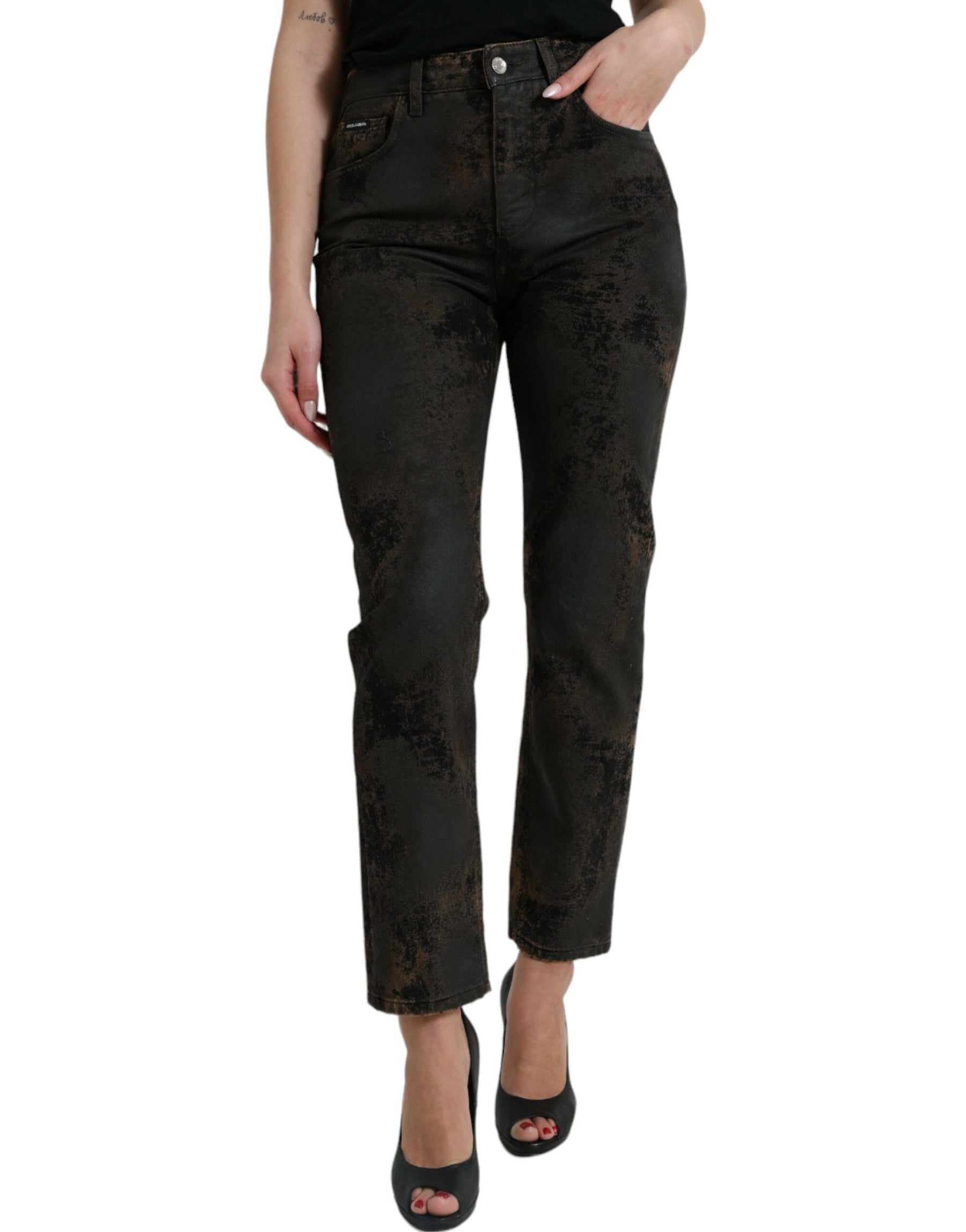 Dolce & Gabbana Brown BOYFRIEND Mid Waist Cotton Denim Jeans | Regal Royce