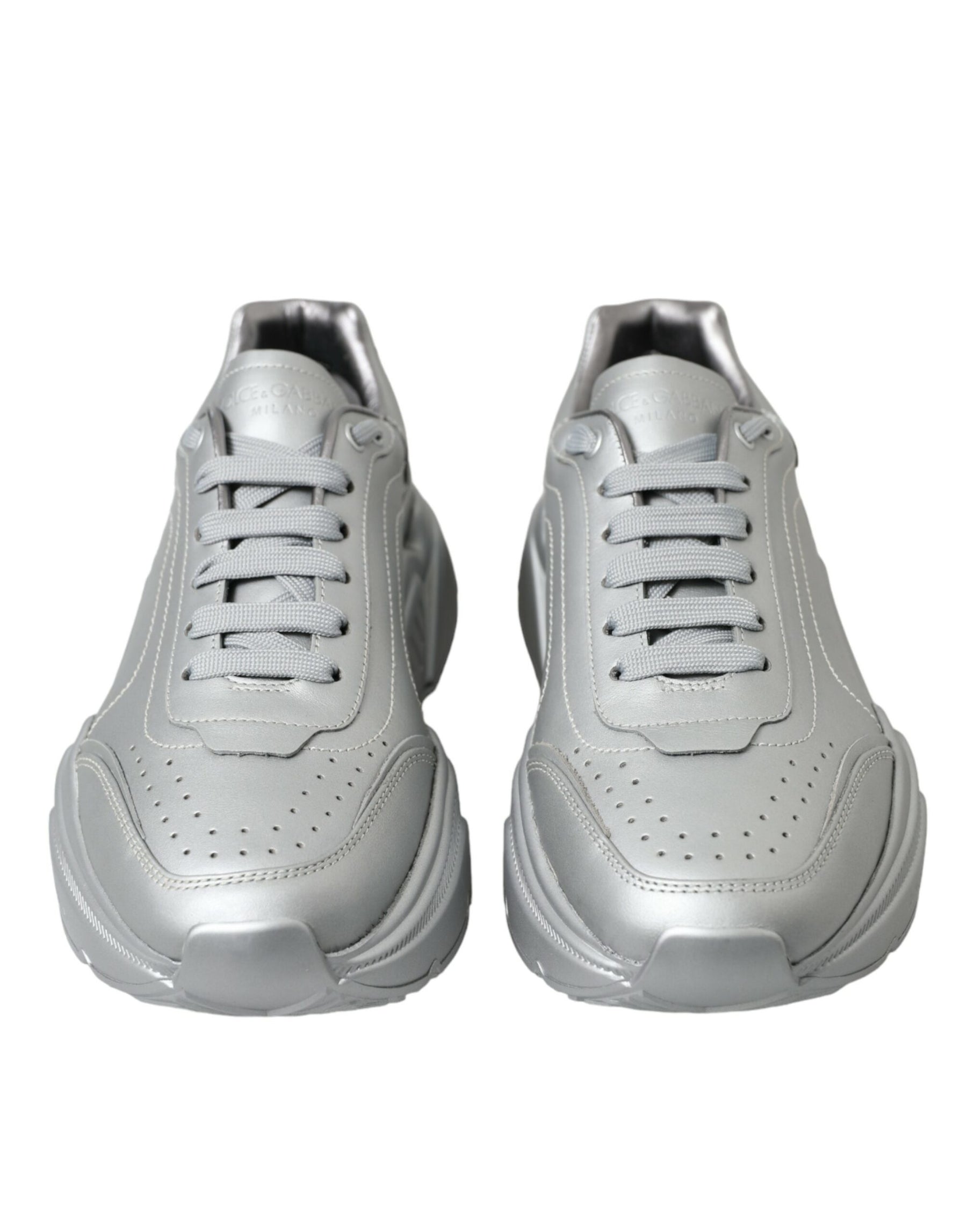 Dolce & Gabbana Silver DAYMASTER Leather Men Casual Sneakers Shoes | Regal Royce