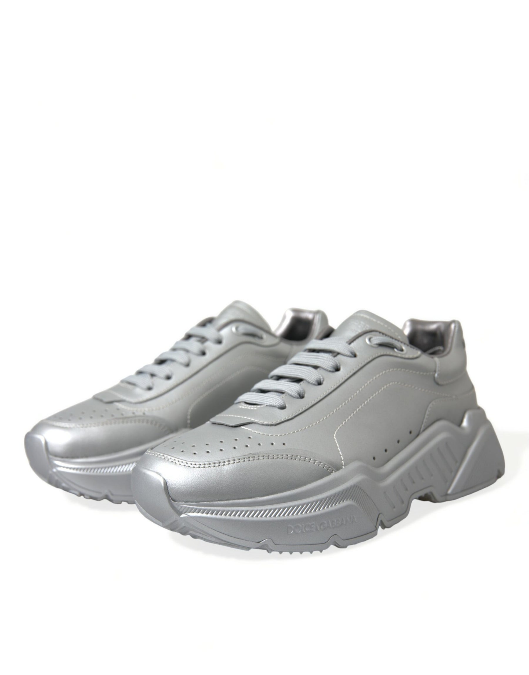 Dolce & Gabbana Silver DAYMASTER Leather Men Casual Sneakers Shoes | Regal Royce