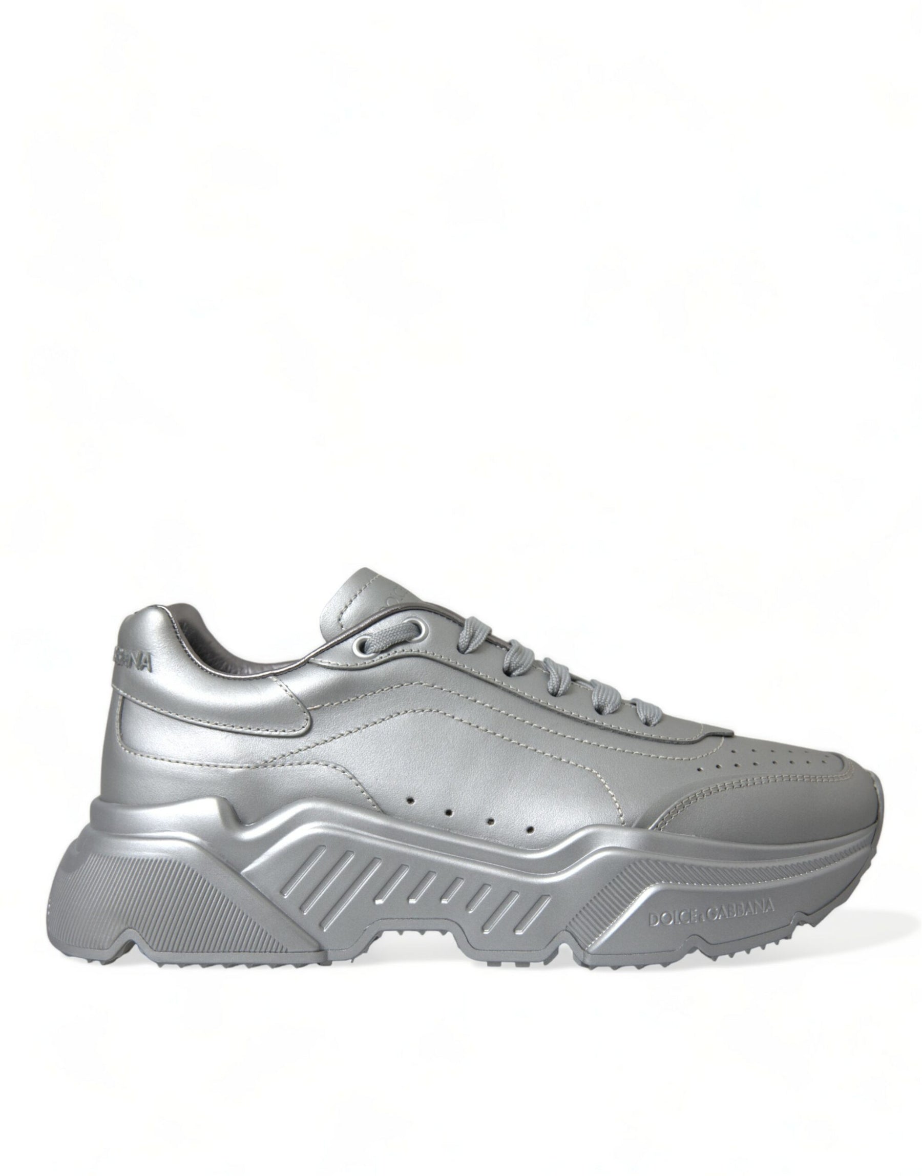 Dolce & Gabbana Silver DAYMASTER Leather Men Casual Sneakers Shoes | Regal Royce