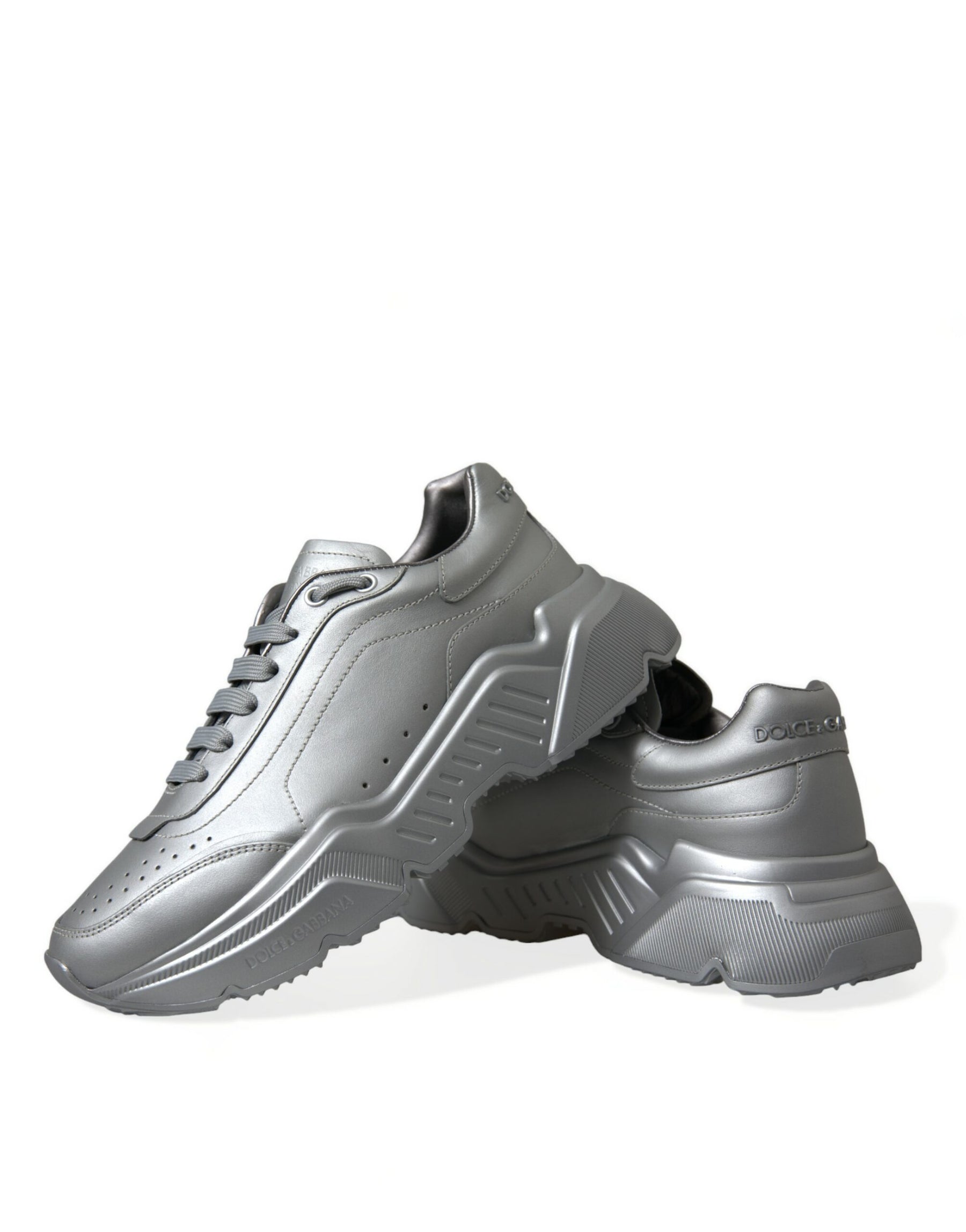 Dolce & Gabbana Silver DAYMASTER Leather Men Casual Sneakers Shoes | Regal Royce