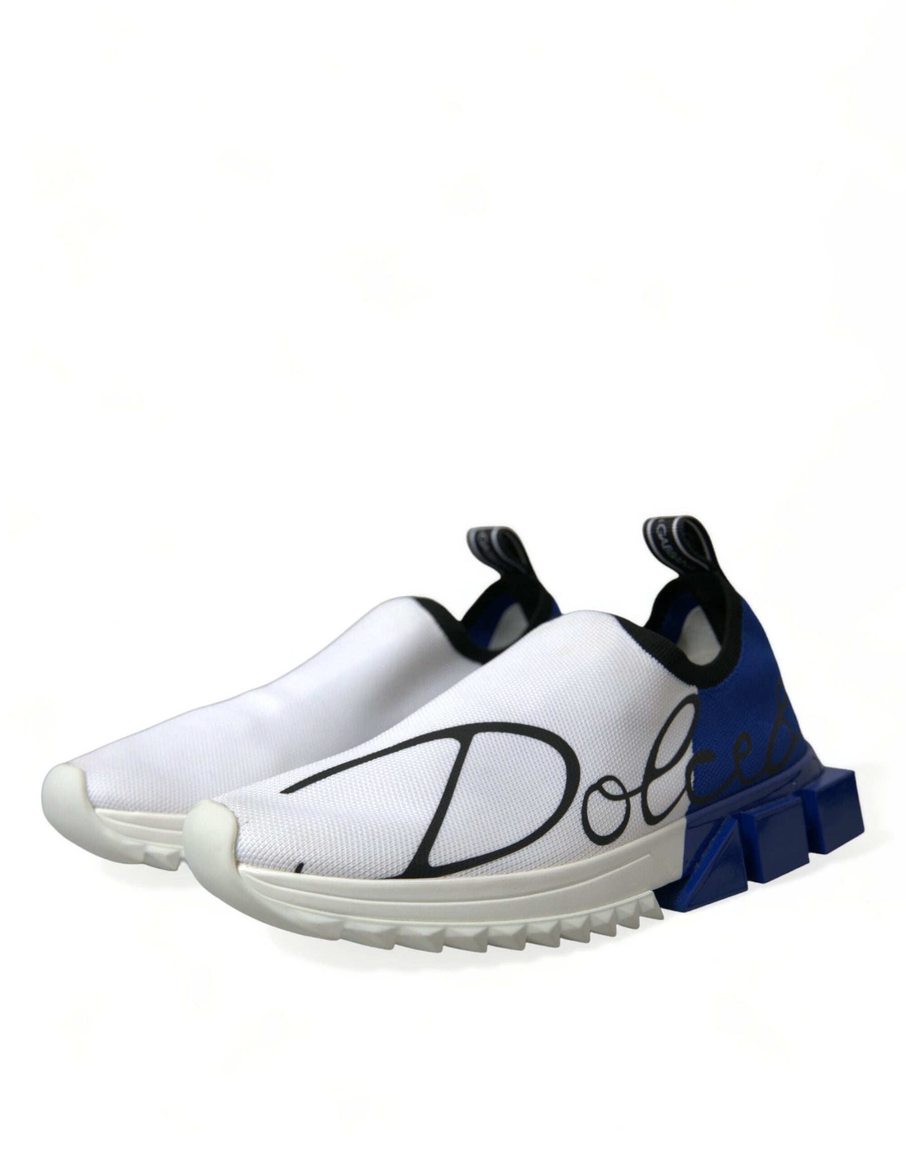 Dolce & Gabbana White Blue Sorrento Low Top Men Casual Sneakers Shoes | Regal Royce