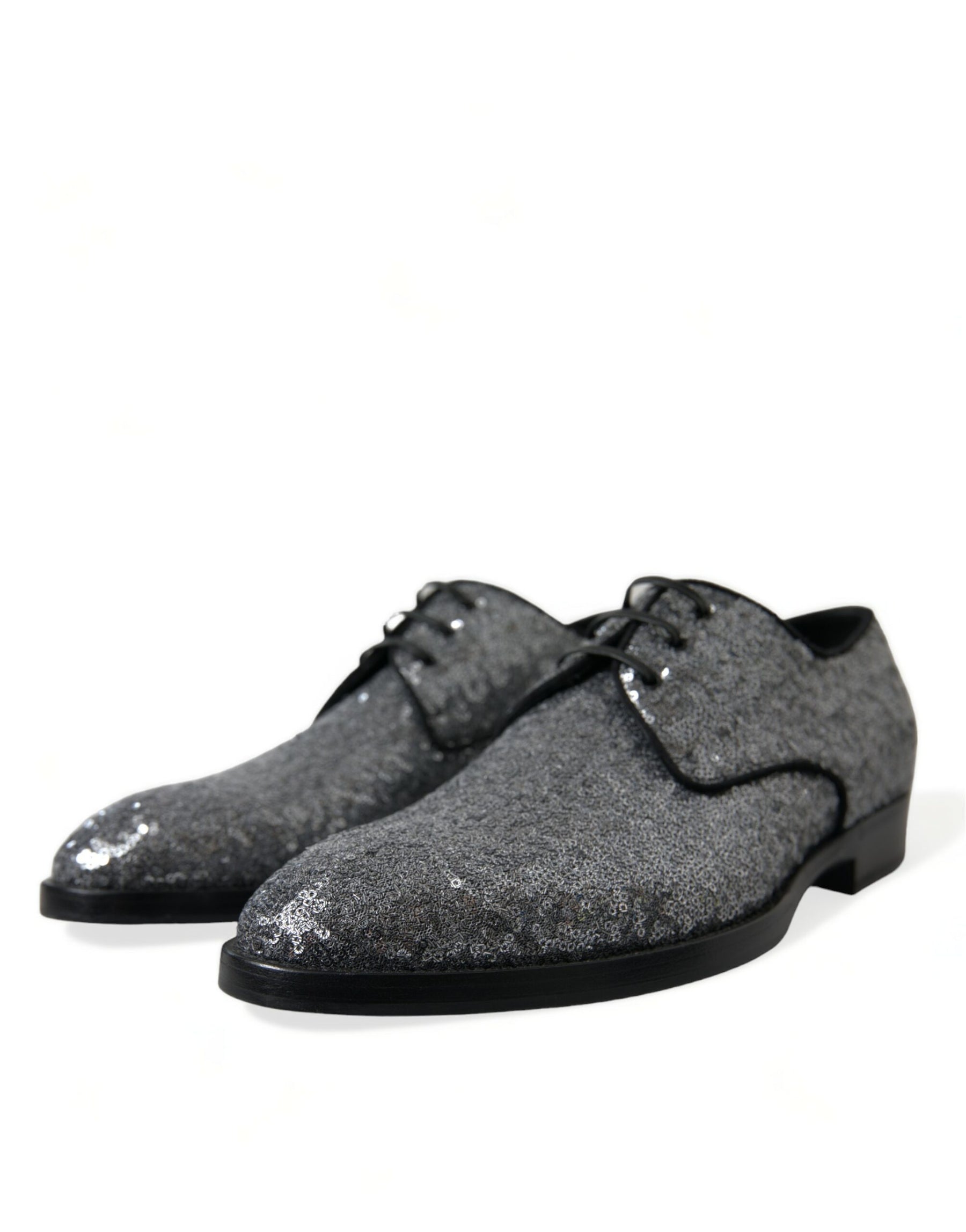 Dolce & Gabbana Silver Sequined Lace Up Men Derby Dress Shoes | Regal Royce
