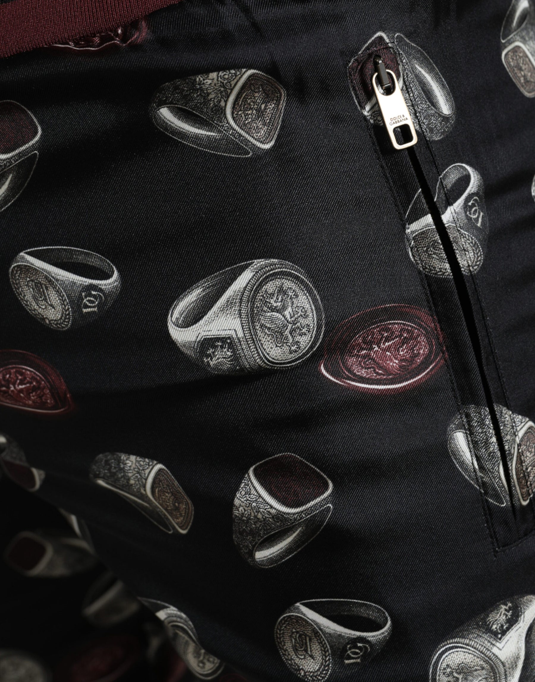 Dolce & Gabbana Black Ring Silk Jogging Trousers Pants | Regal Royce