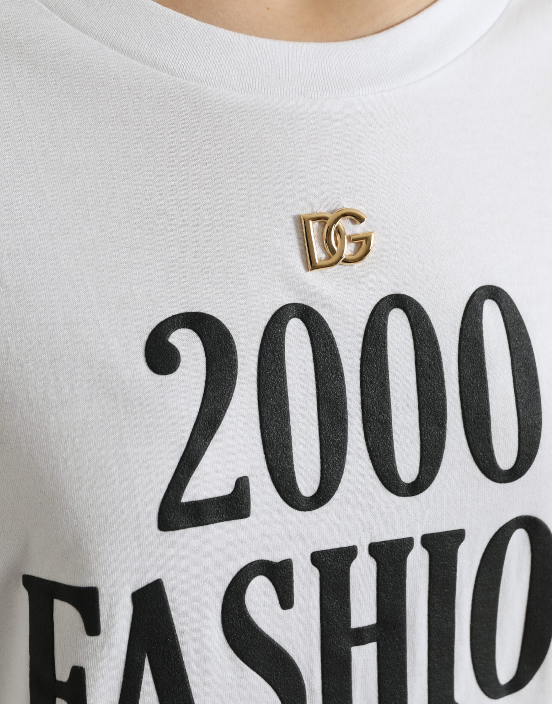 Dolce & Gabbana White Slogan Print Lacing Detailed T-shirt | Regal Royce