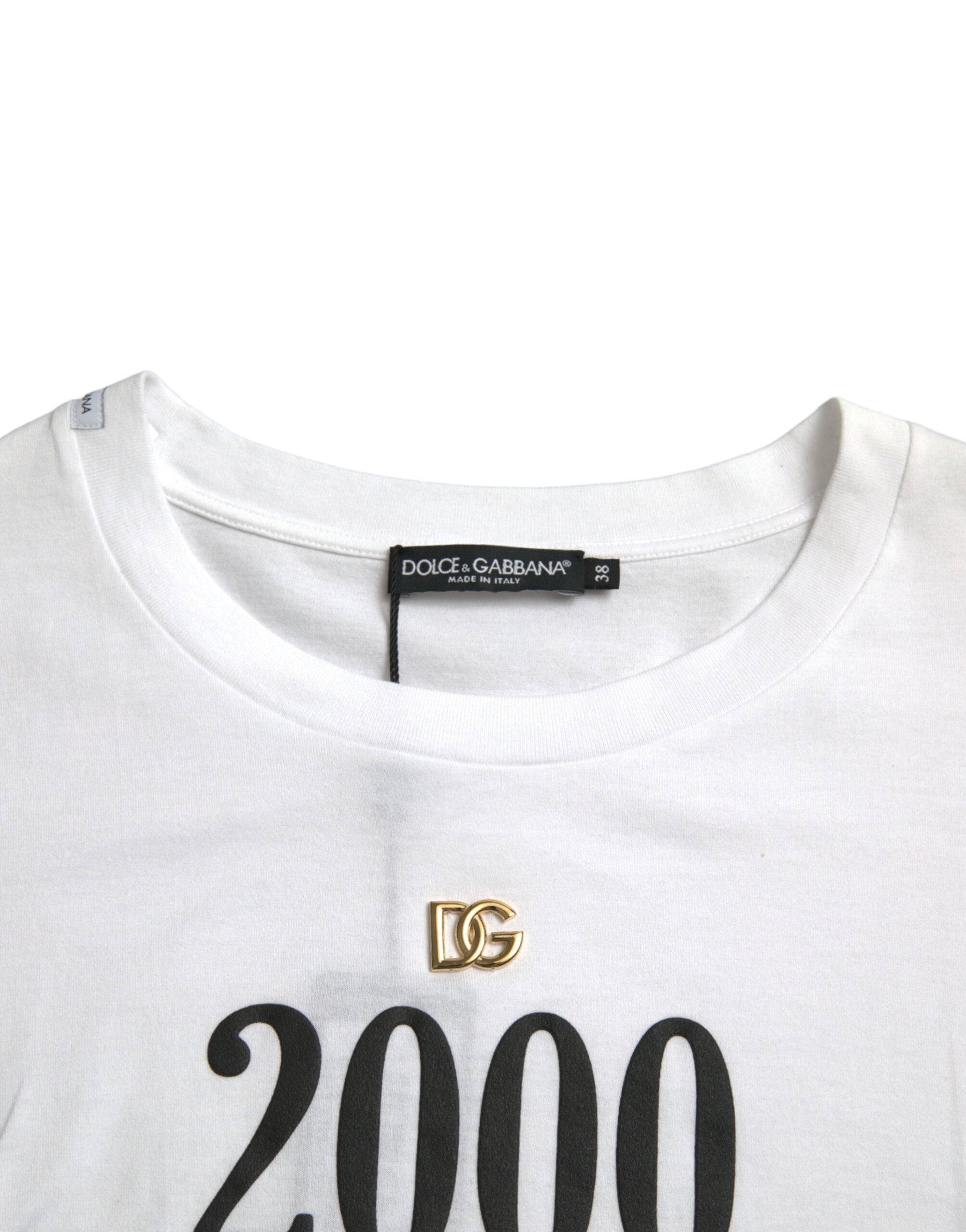 Dolce & Gabbana White Slogan Print Lacing Detailed T-shirt | Regal Royce