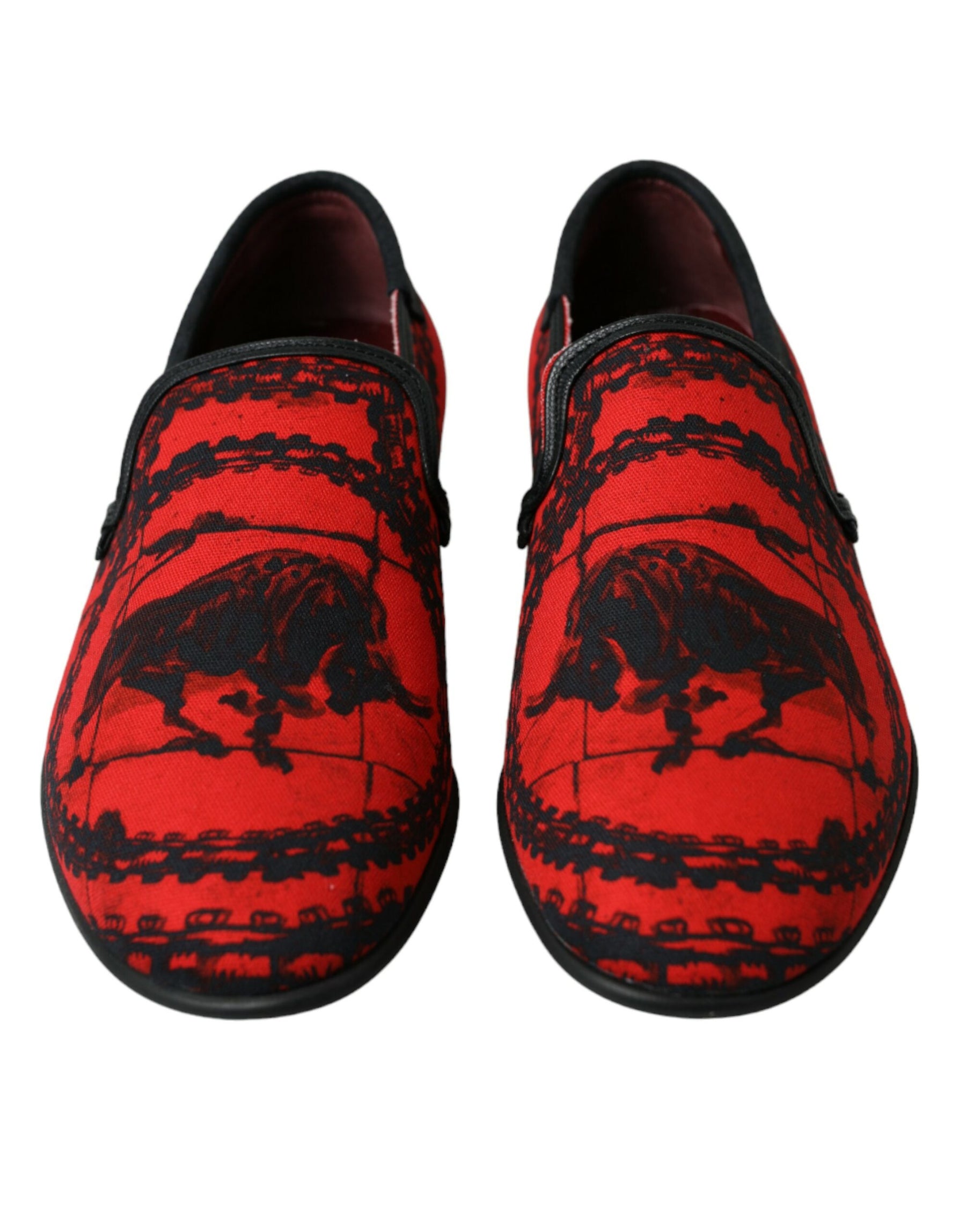 Dolce & Gabbana Red Black Torero Loafers Slippers Men Shoes | Regal Royce