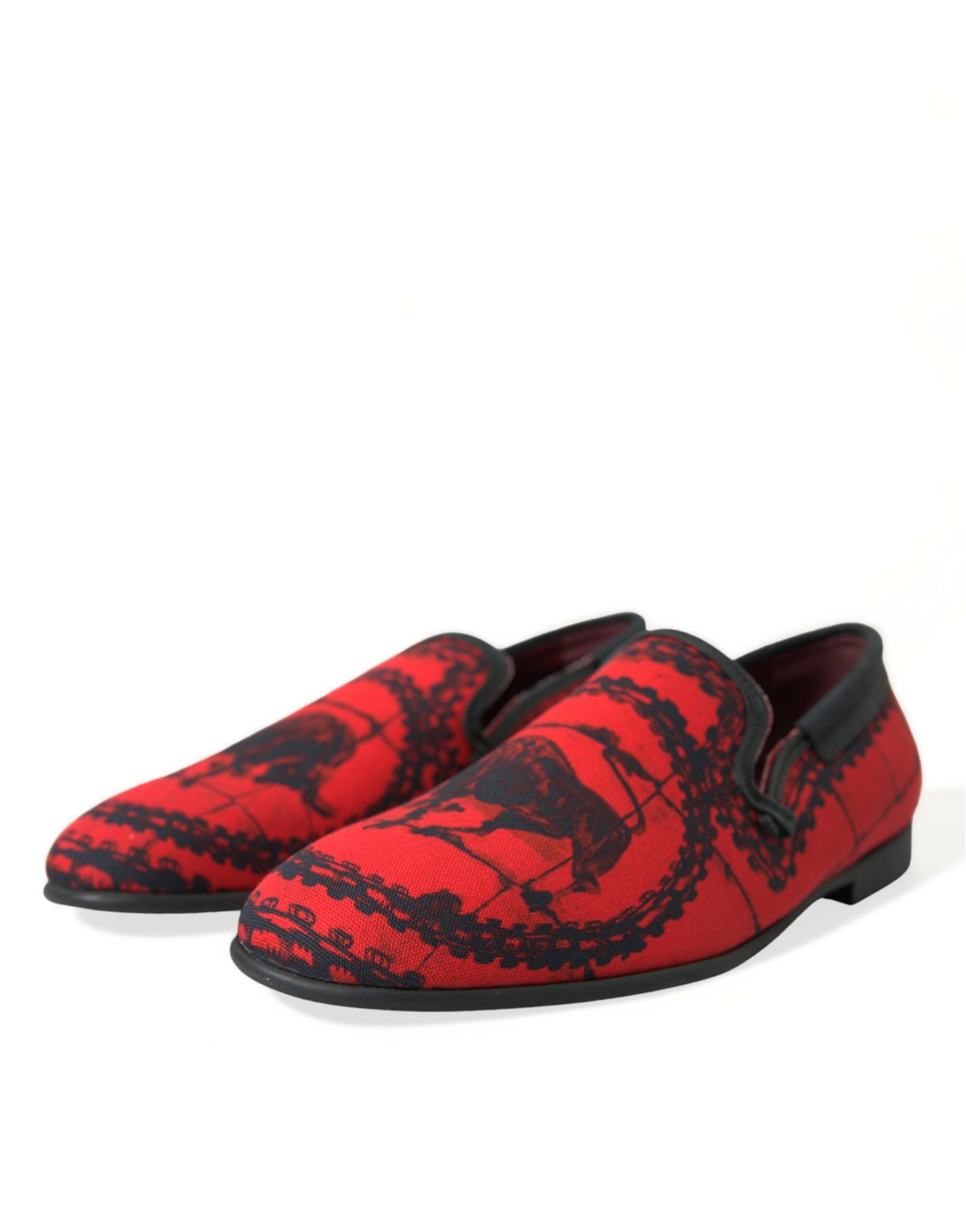 Dolce & Gabbana Red Black Torero Loafers Slippers Men Shoes | Regal Royce