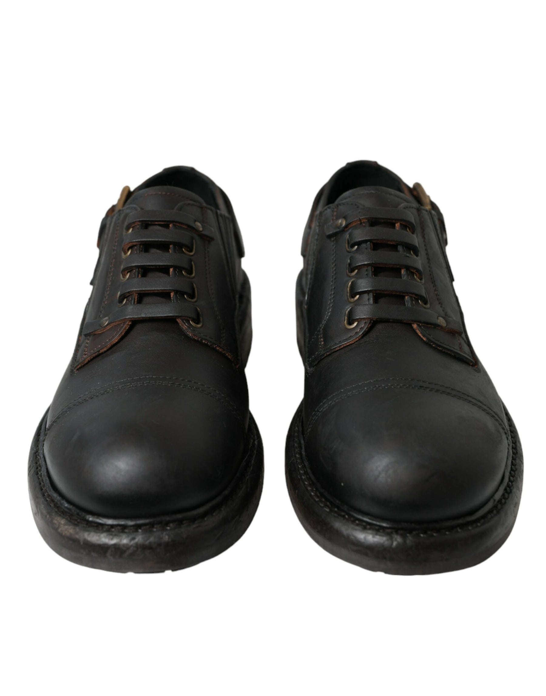 Dolce & Gabbana Brown Leather Lace Up Derby Men Dress Shoes | Regal Royce