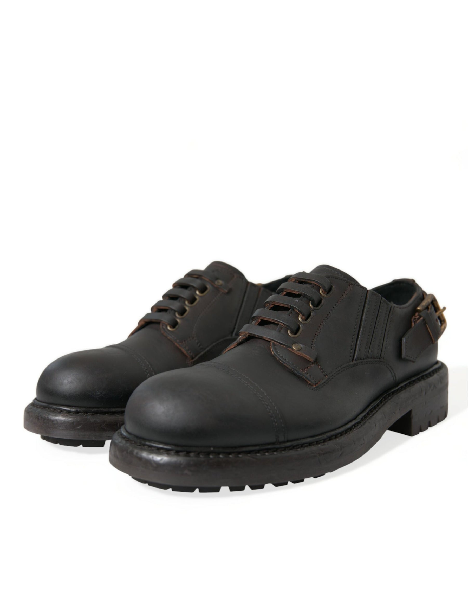 Dolce & Gabbana Brown Leather Lace Up Derby Men Dress Shoes | Regal Royce