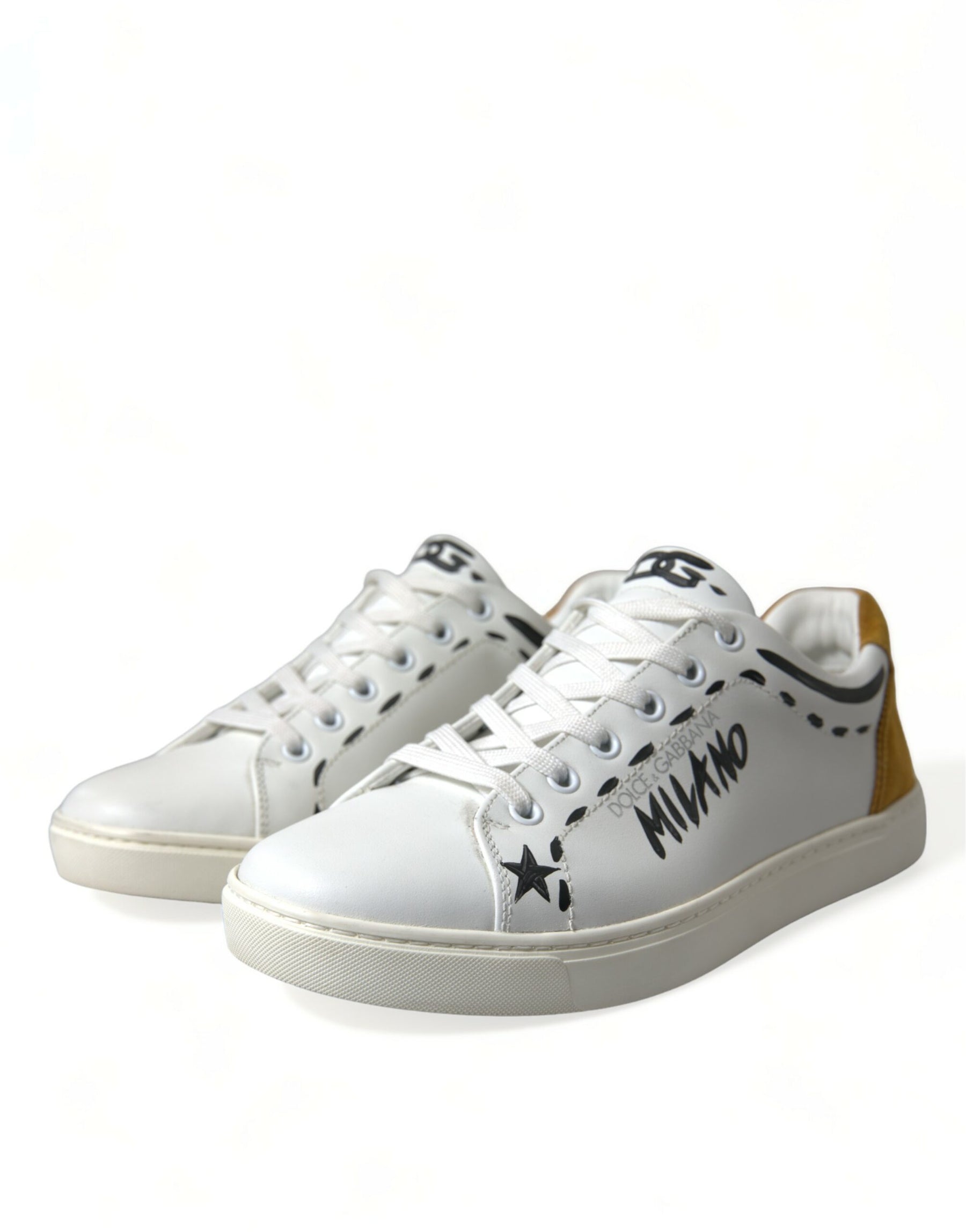 Dolce & Gabbana White Leather LOVE Milano Men Sneakers Shoes | Regal Royce