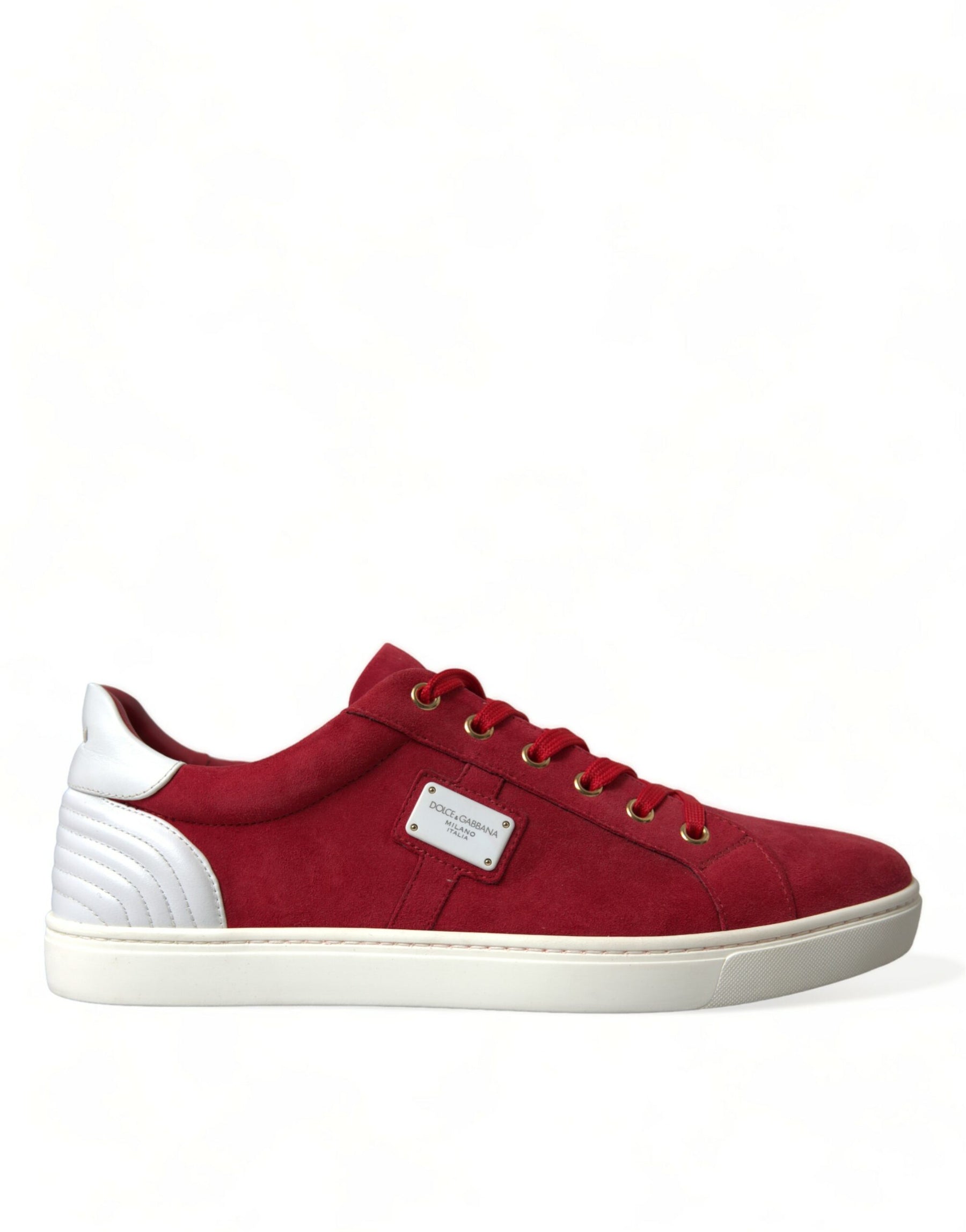 Dolce & Gabbana Red Suede Leather Men Low Top Sneakers Shoes | Regal Royce