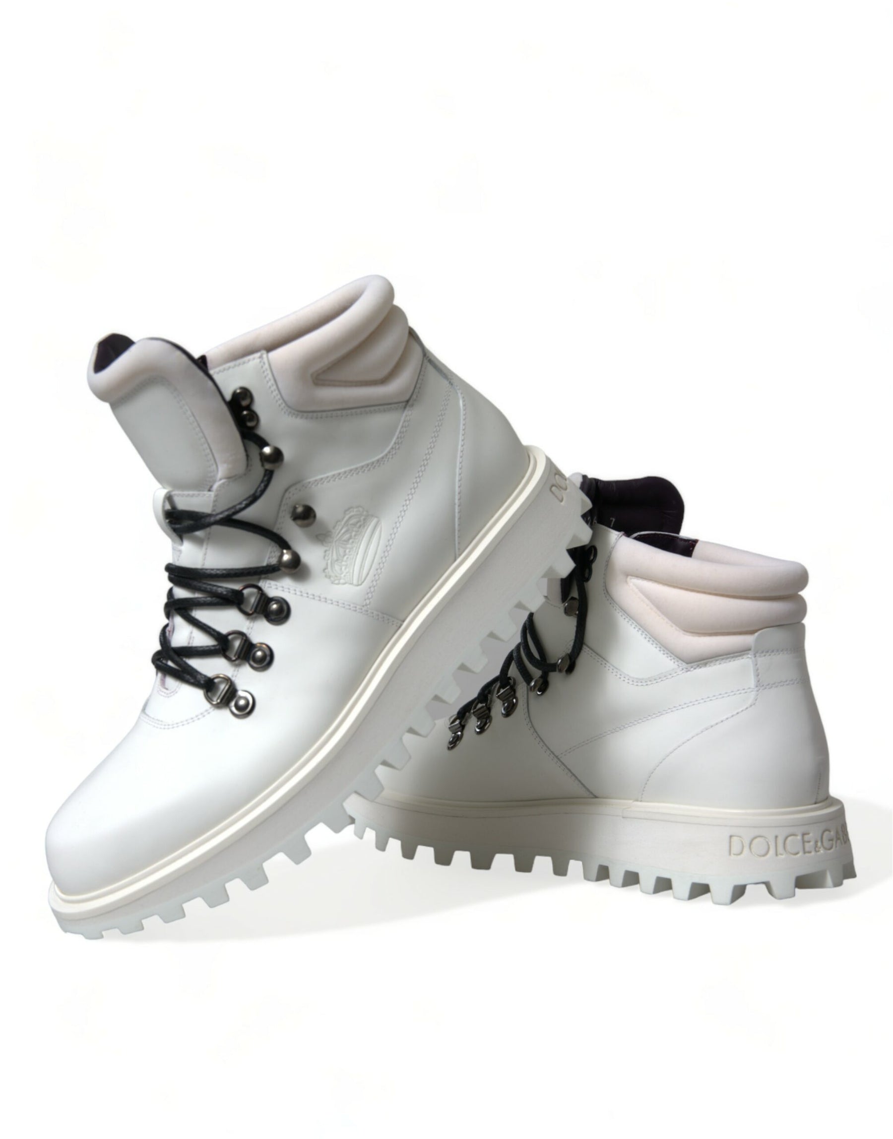 Dolce & Gabbana White Vulcano Trekking Ankle Boots Shoes | Regal Royce
