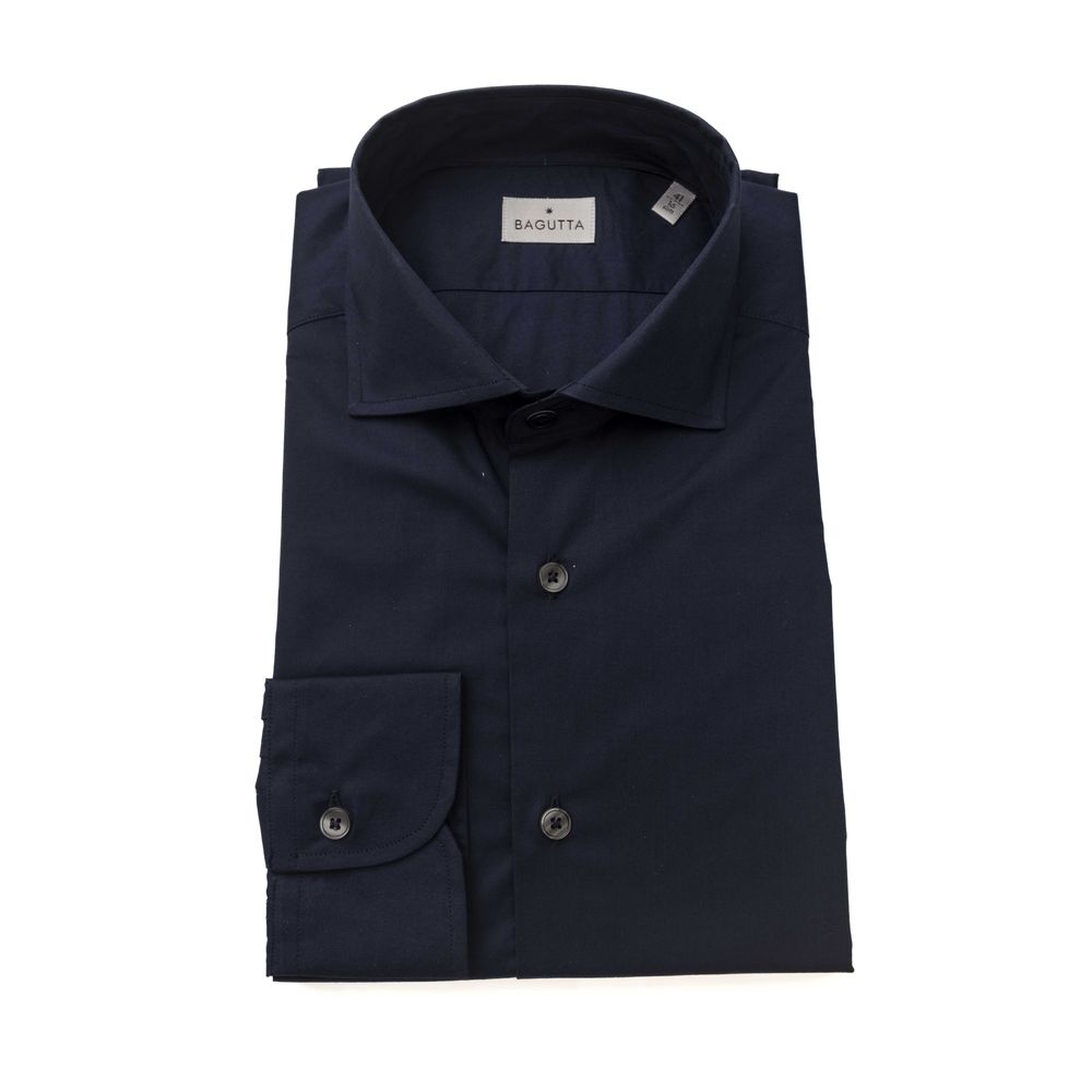 Bagutta Blue Cotton Men's Slim Shirt | Regal Royce