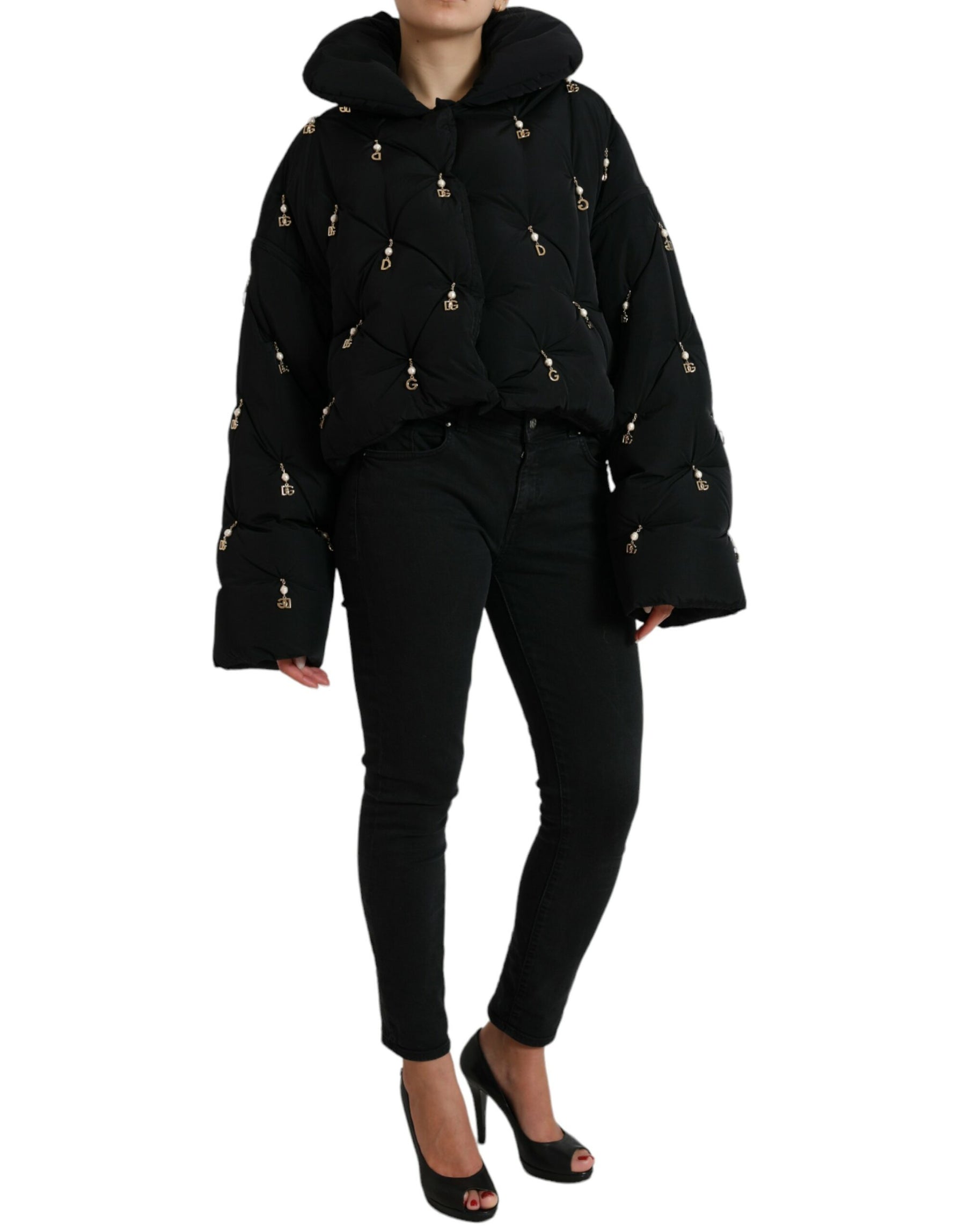Dolce & Gabbana Black Embellished Quilted Shell Bomber Jacket | Regal Royce