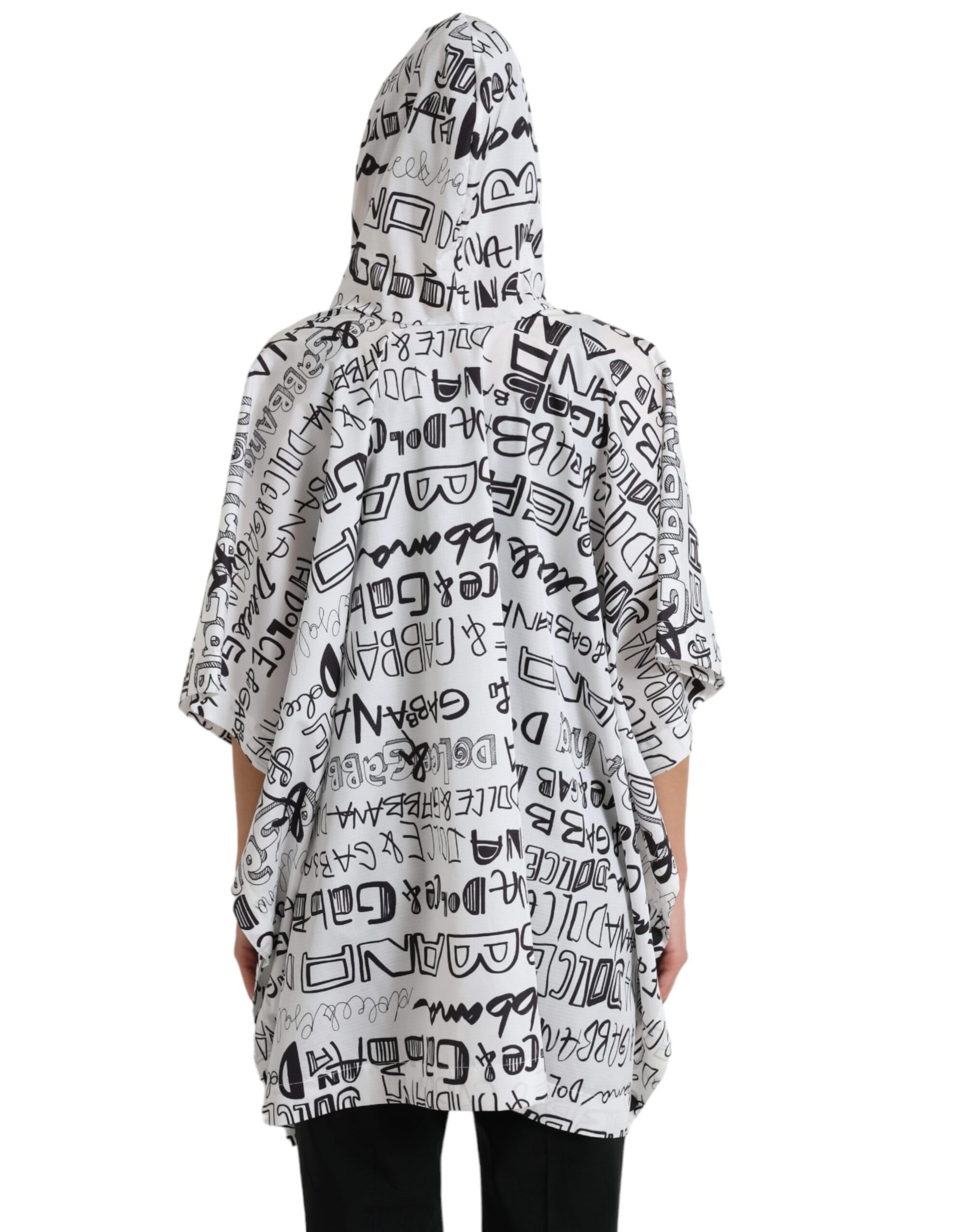 Dolce & Gabbana White Logo Print Hooded Blouson T-shirt Top | Regal Royce