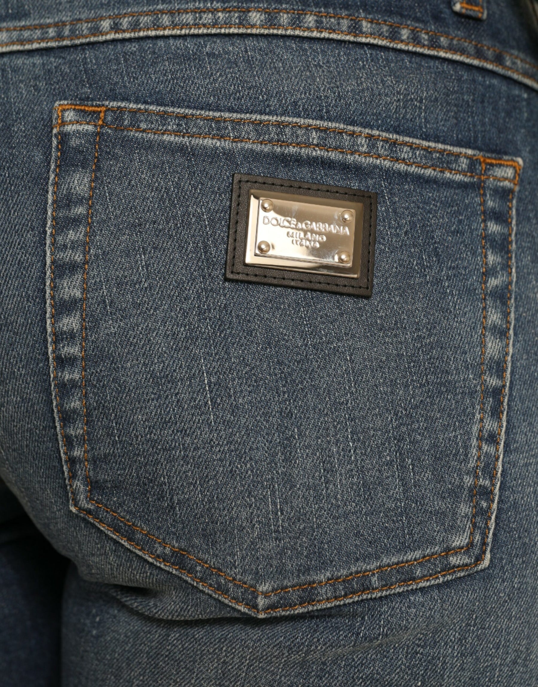 Dolce & Gabbana Blue BOYFRIEND Mid Waist Cotton Denim Jeans | Regal Royce