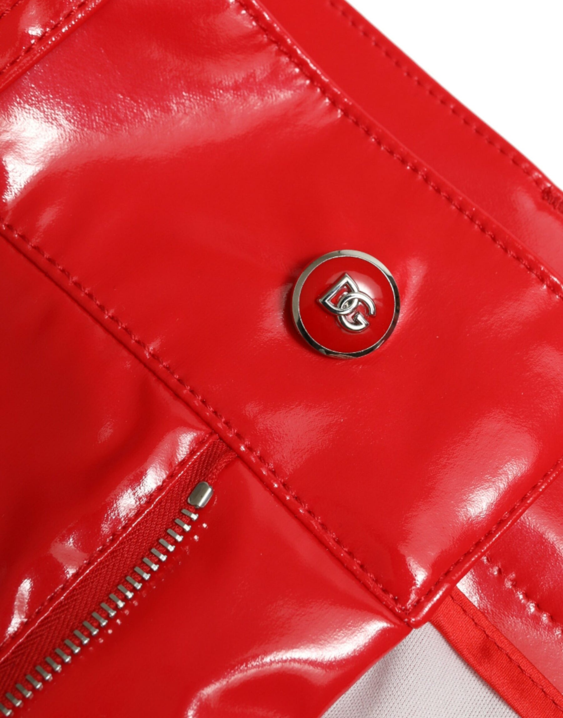 Dolce & Gabbana Shiny Red High Waist Skinny Pants | Regal Royce
