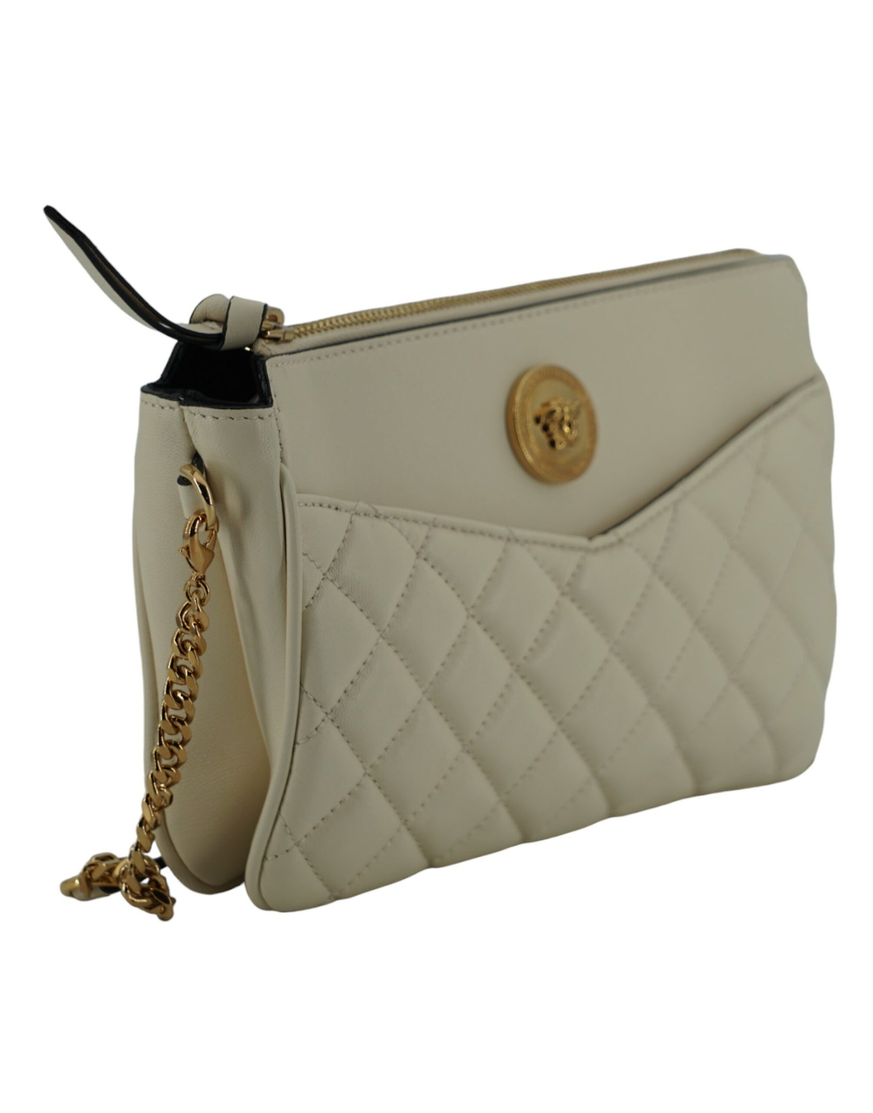 Versace White Lamb Leather Pouch Crossbody Bag | Regal Royce
