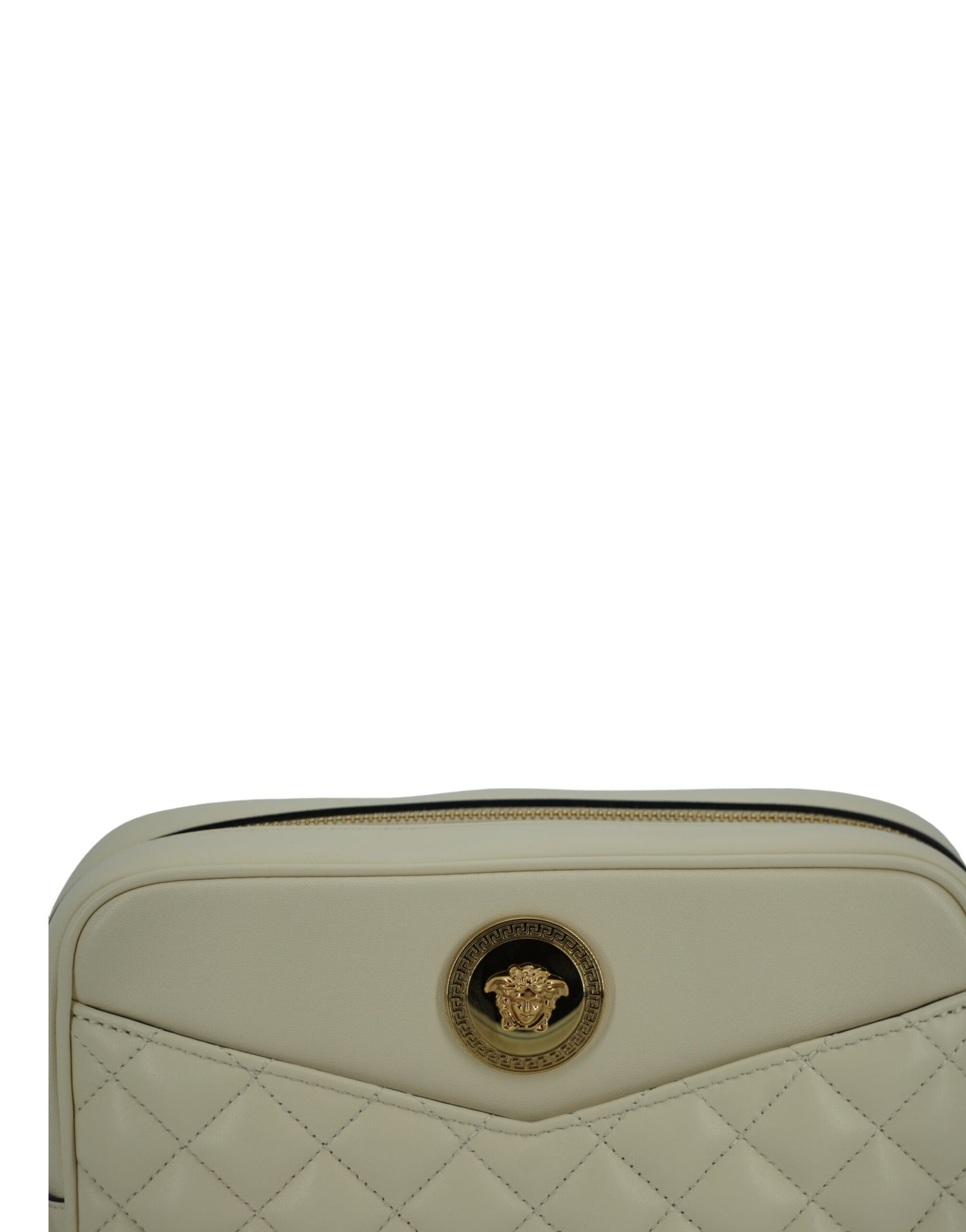 Versace White Lamb Leather Medium Camera Shoulder Bag | Regal Royce